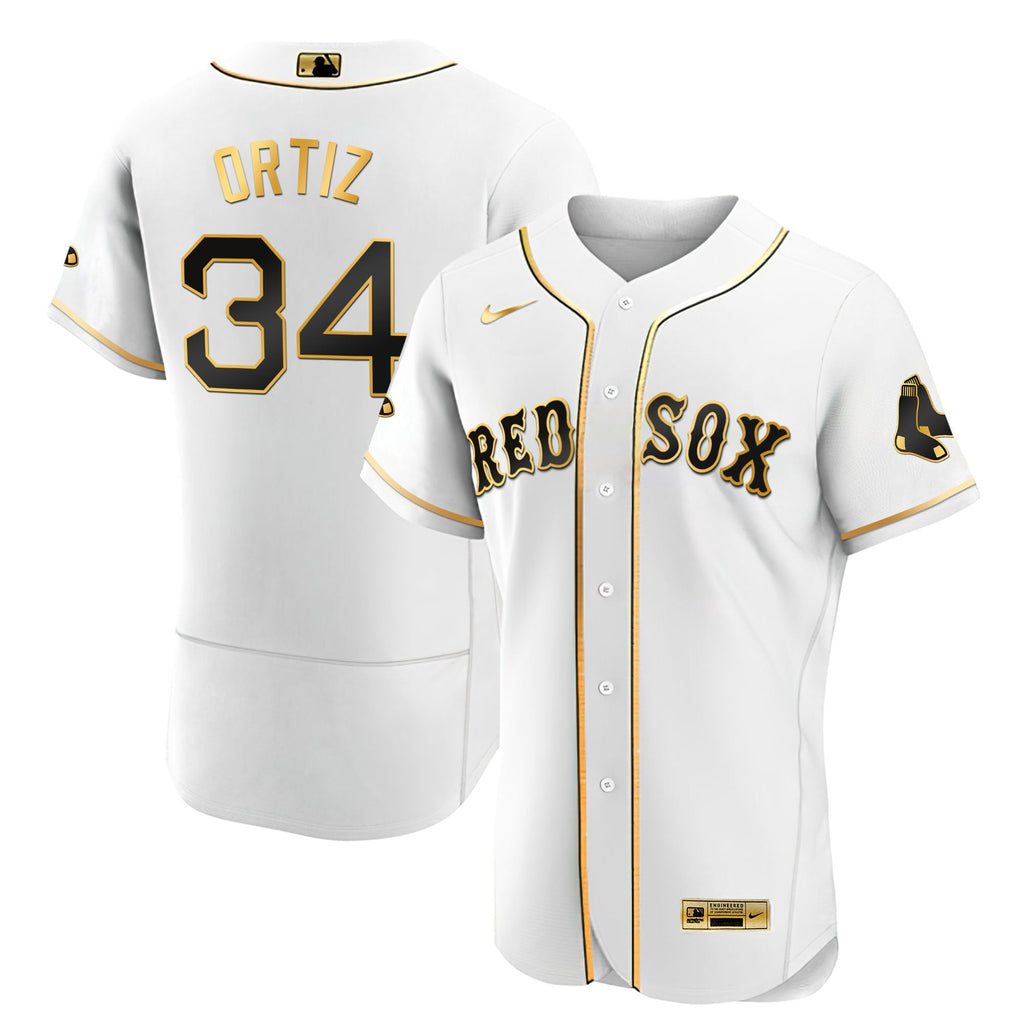 David Ortiz Boston Black & White Gold Jersey