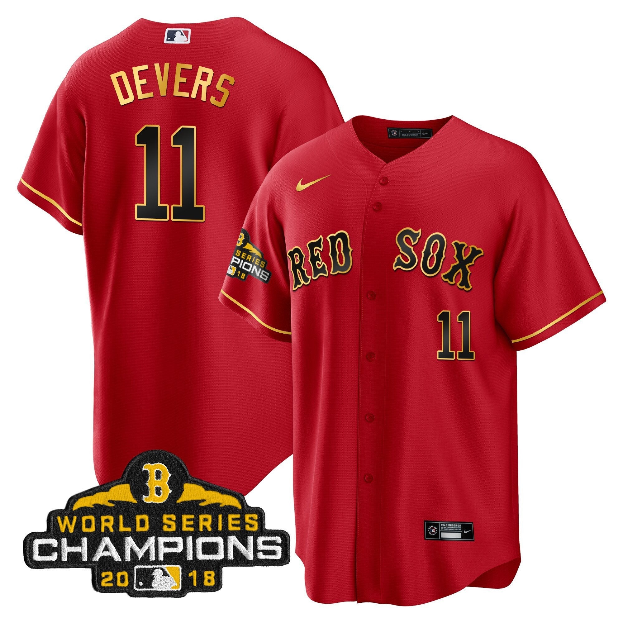 Men Boston World Series Champion 2018 Gold Jersey