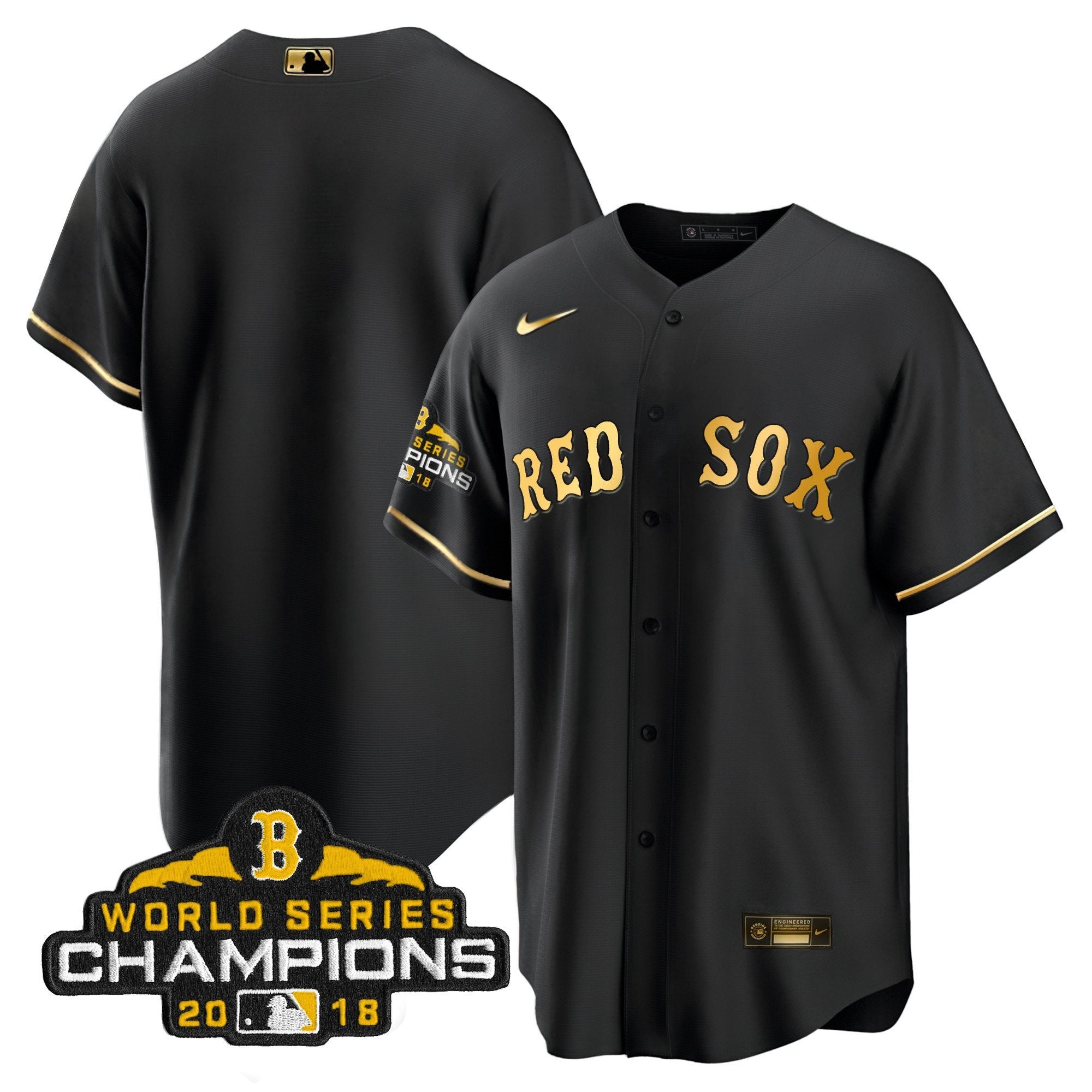 Men Boston World Series Champion 2018 Gold Jersey