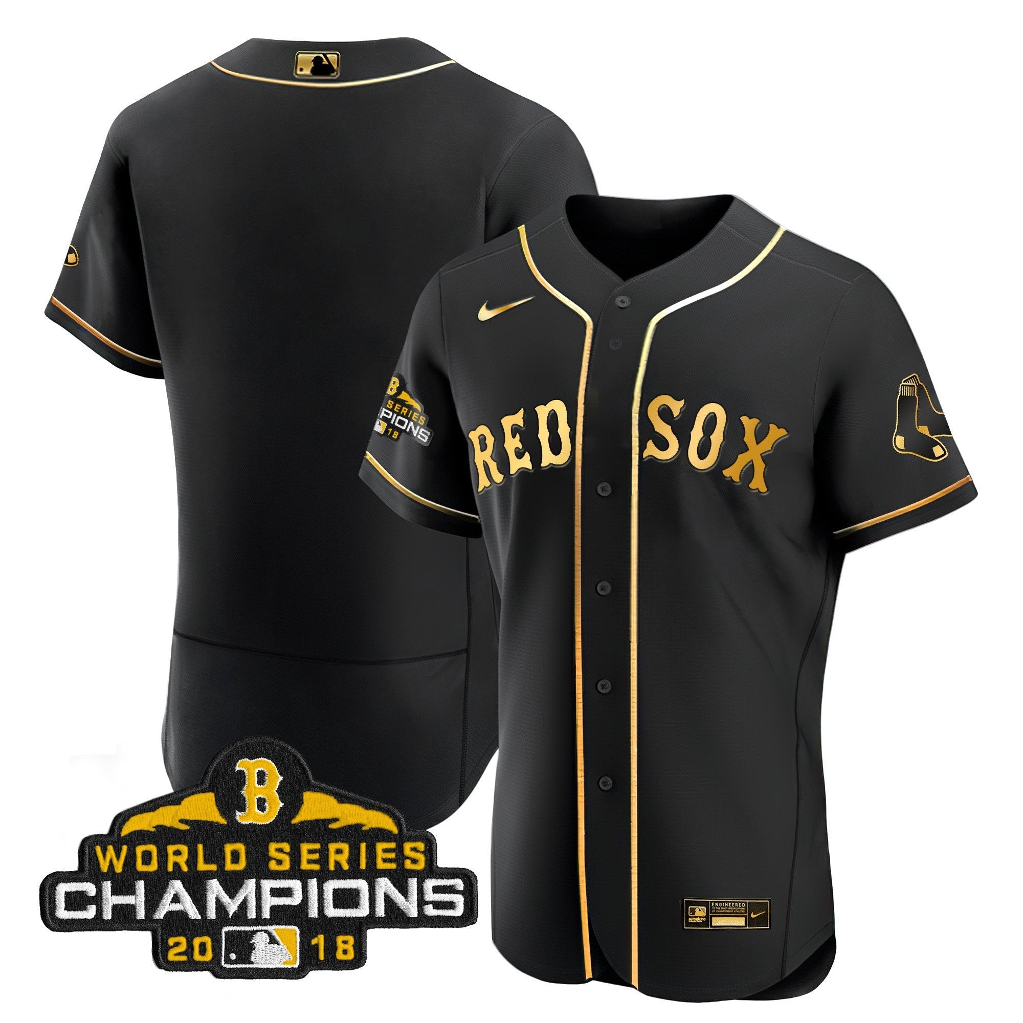 Men Boston World Series Champion 2018 Gold Jersey