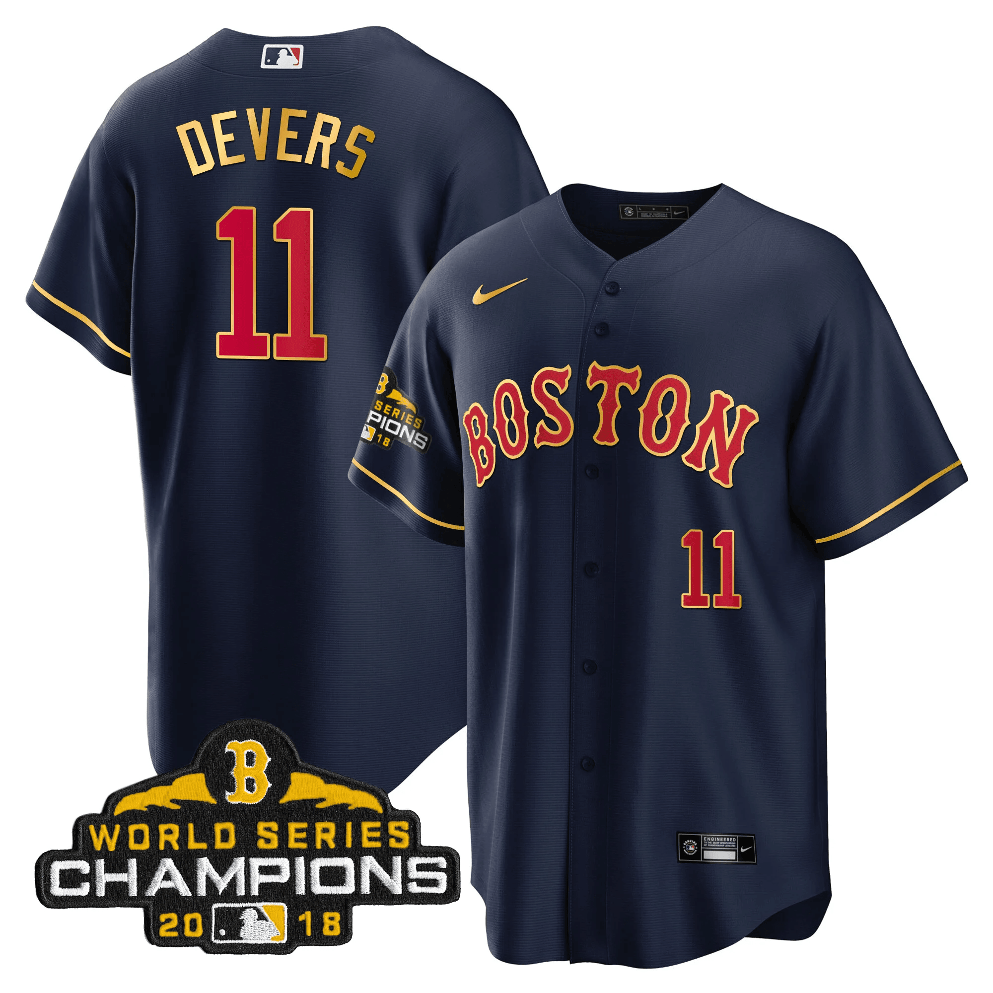 Men Boston World Series Champion 2018 Gold Jersey