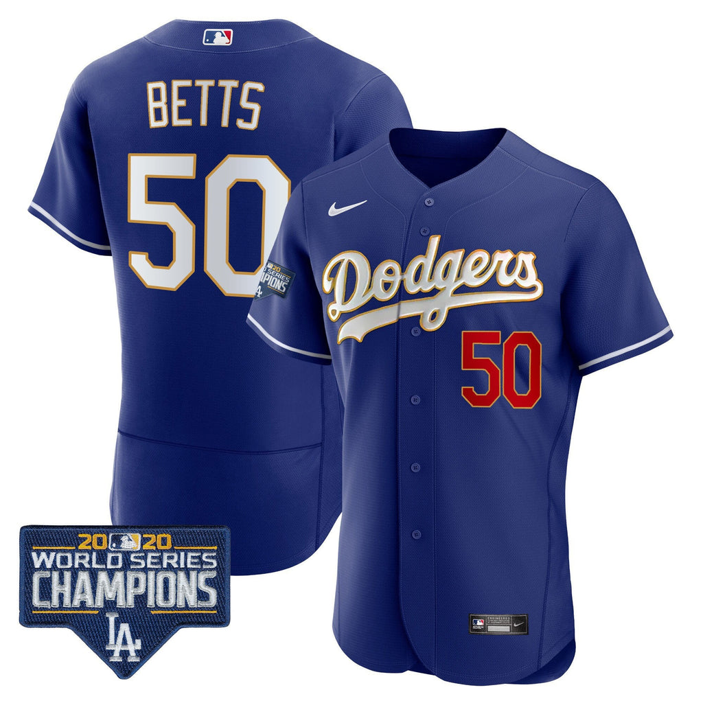Men’s World Series Champions Patch Flex Base Gold Trim Jersey