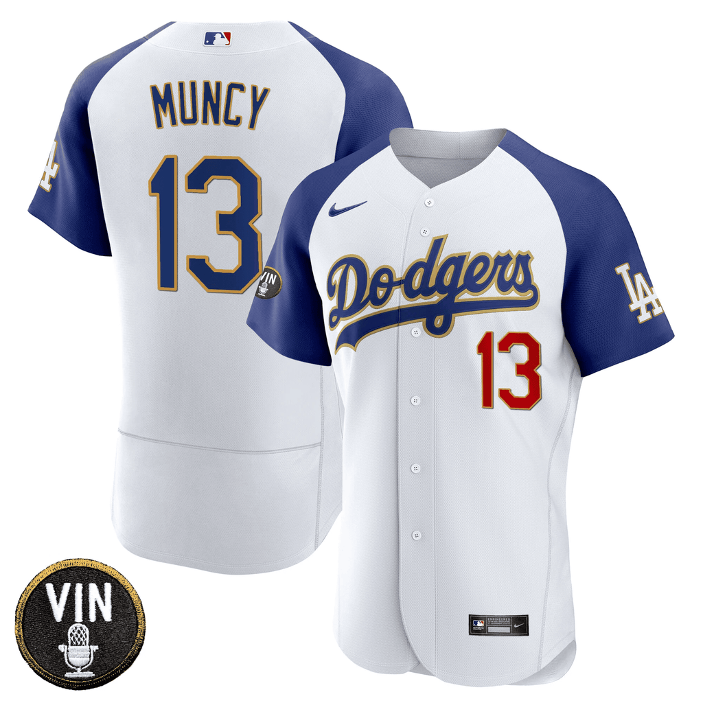Men’s Vin Scully Patch Flex Base Gold Trim Jersey V2