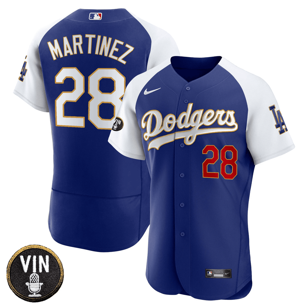 Men’s Vin Scully Patch Flex Base Gold Trim Jersey