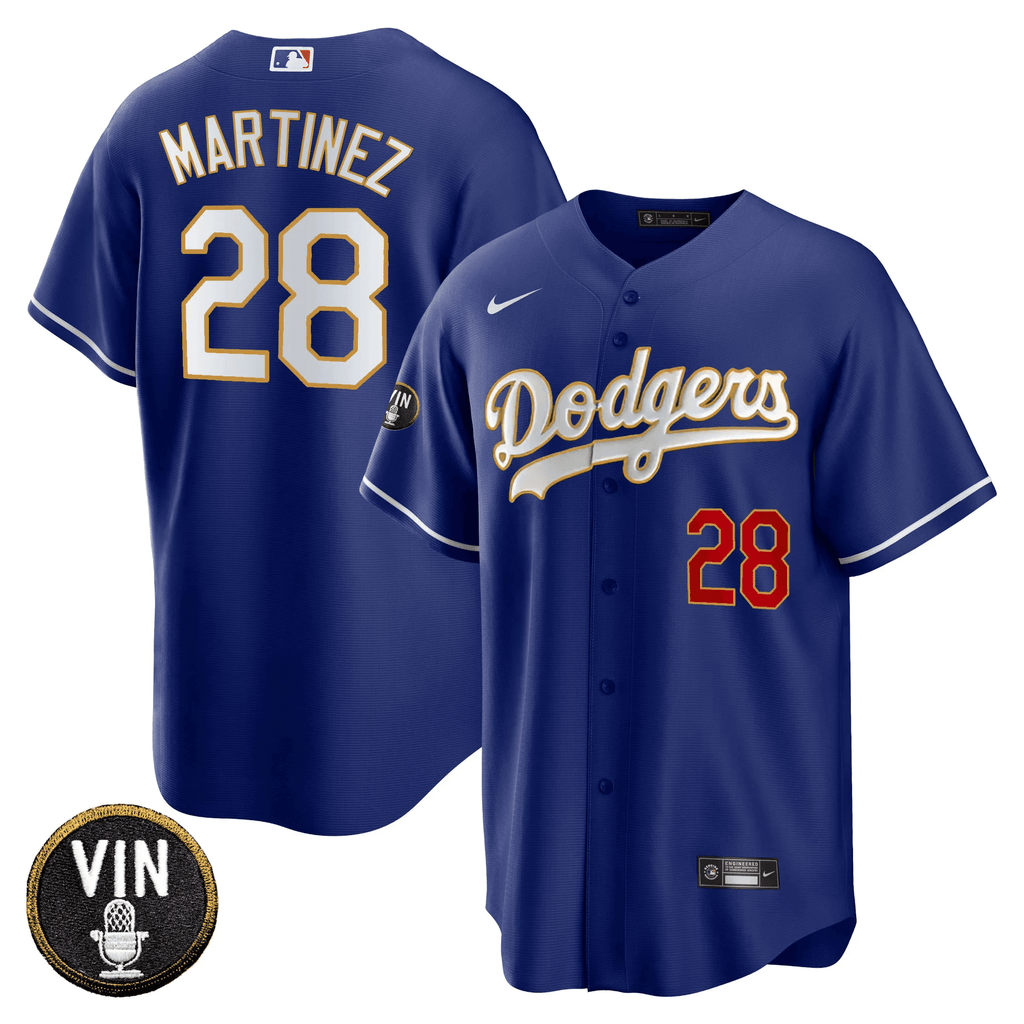 Men’s Vin Scully Patch Cool Base Gold Trim Jersey