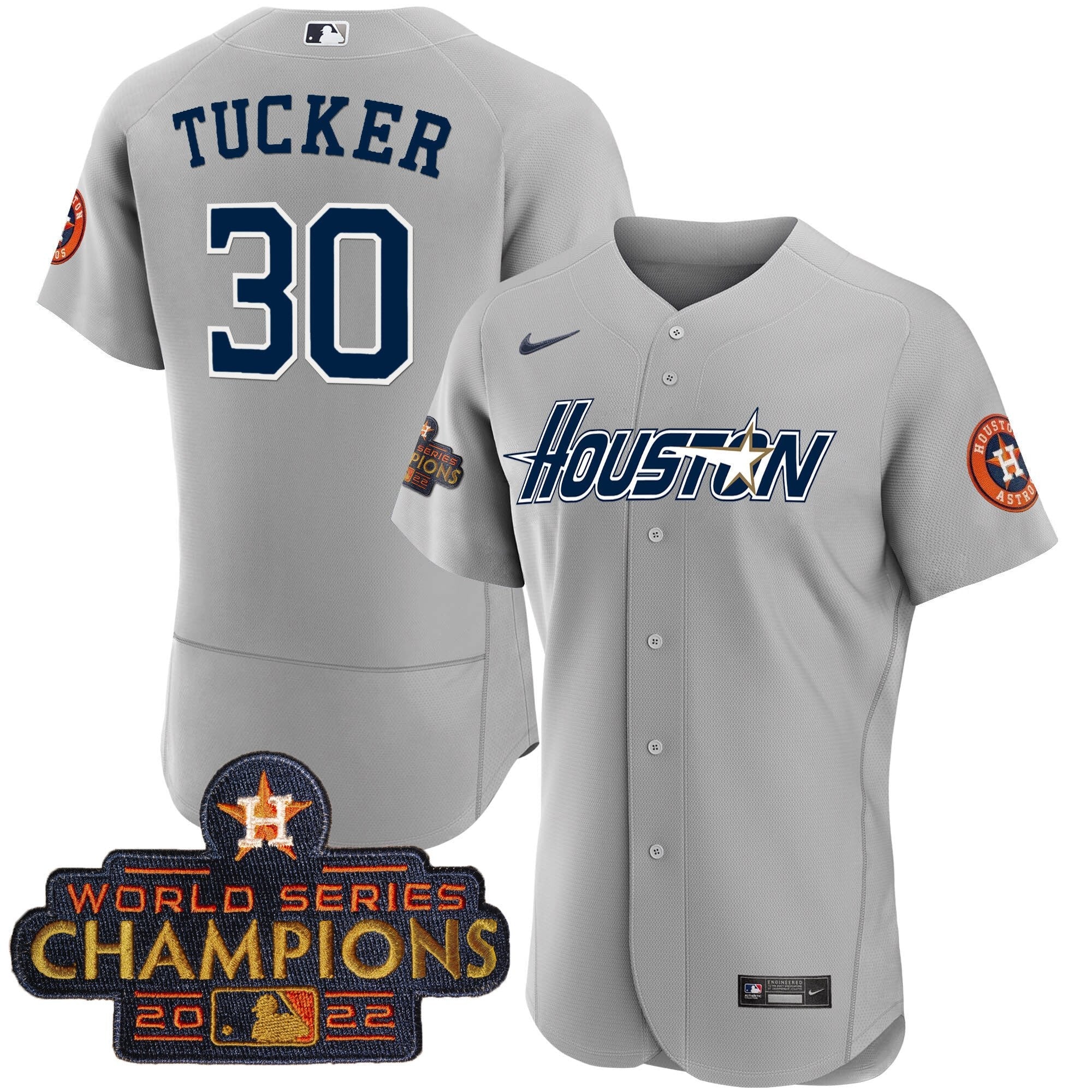 Men’s Houston Gray & Gold 2023 Champions Patch Jersey