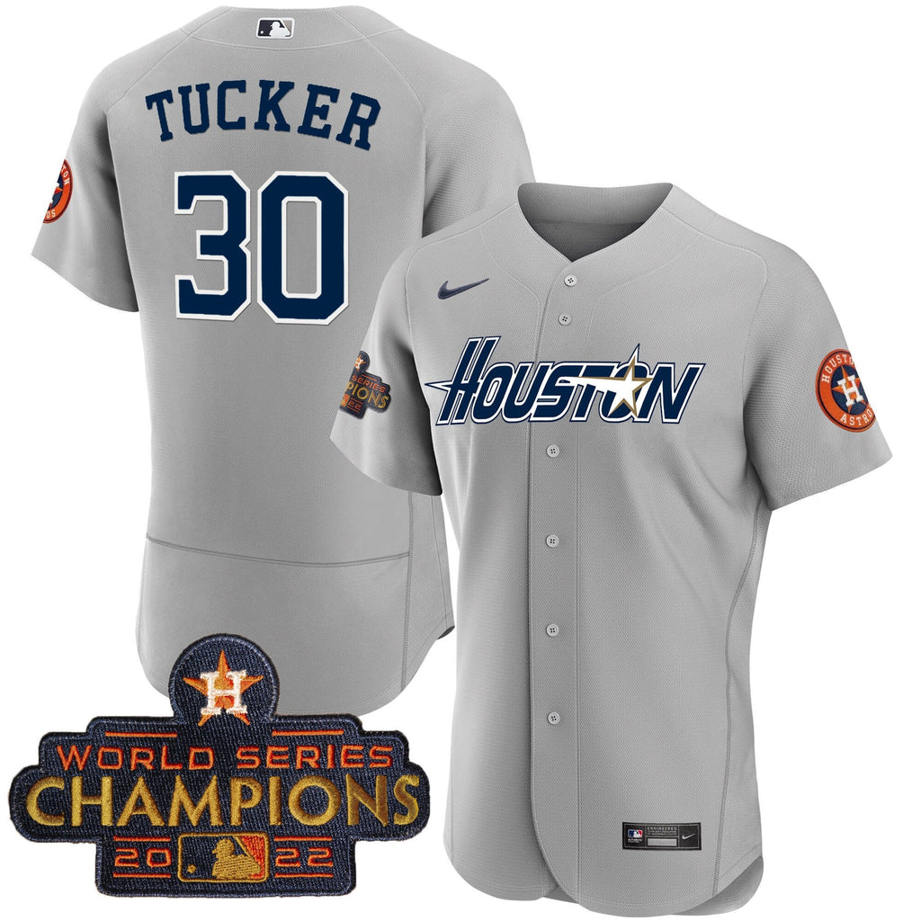 Men’s Houston Gray & Gold 2023 Champions Patch Jersey