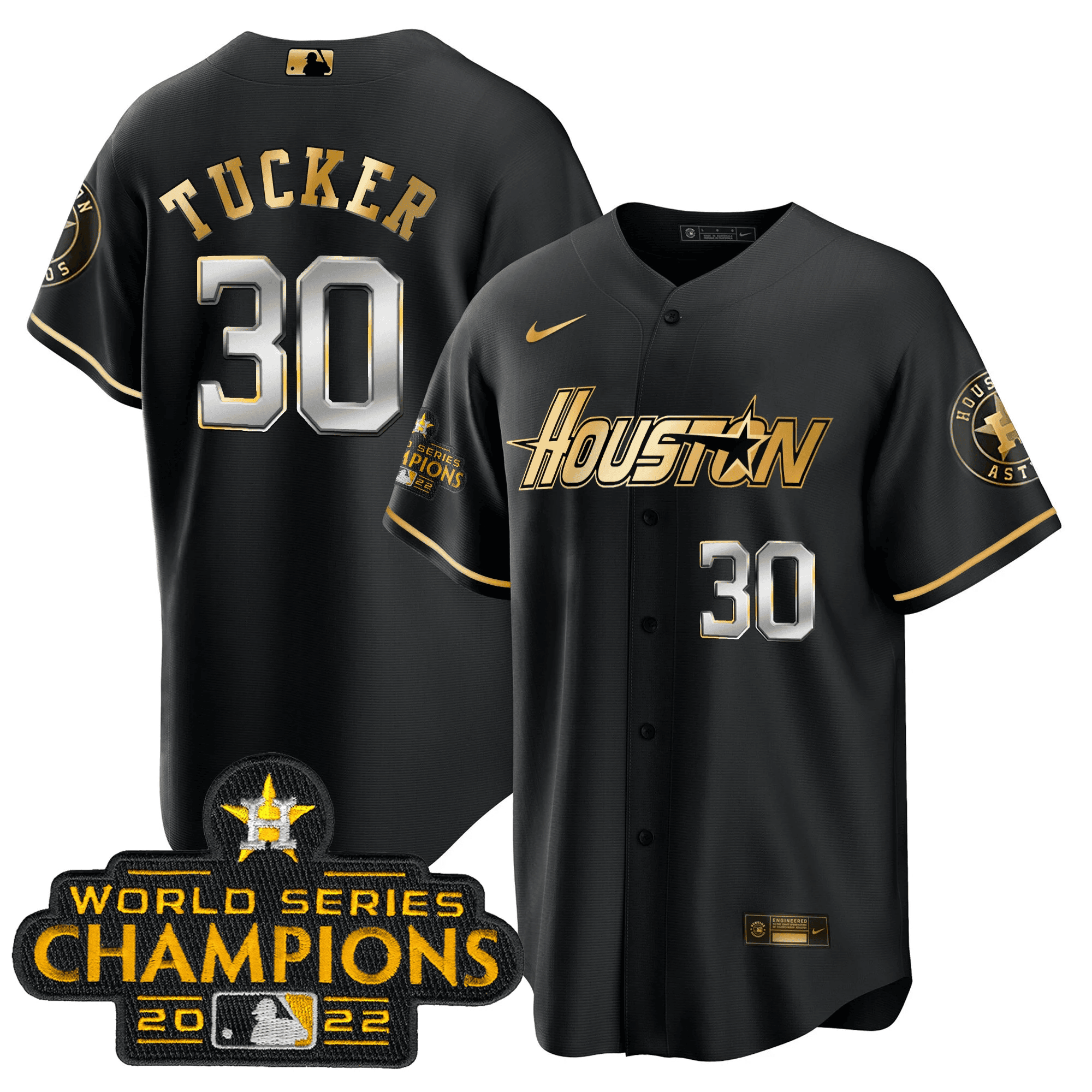 Men’s Houston Gray & Gold 2023 Champions Patch Jersey