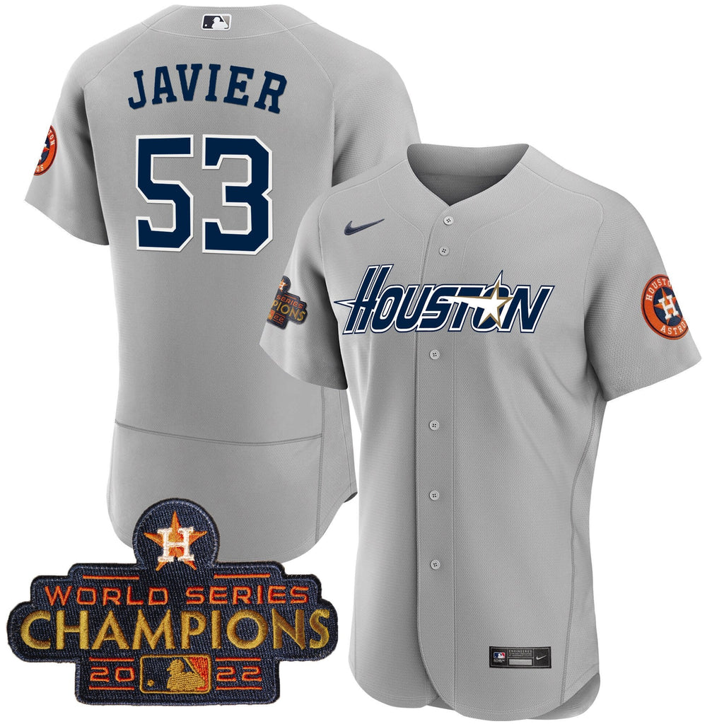 Men’s Houston Gray & Gold 2023 Champions Patch Jersey