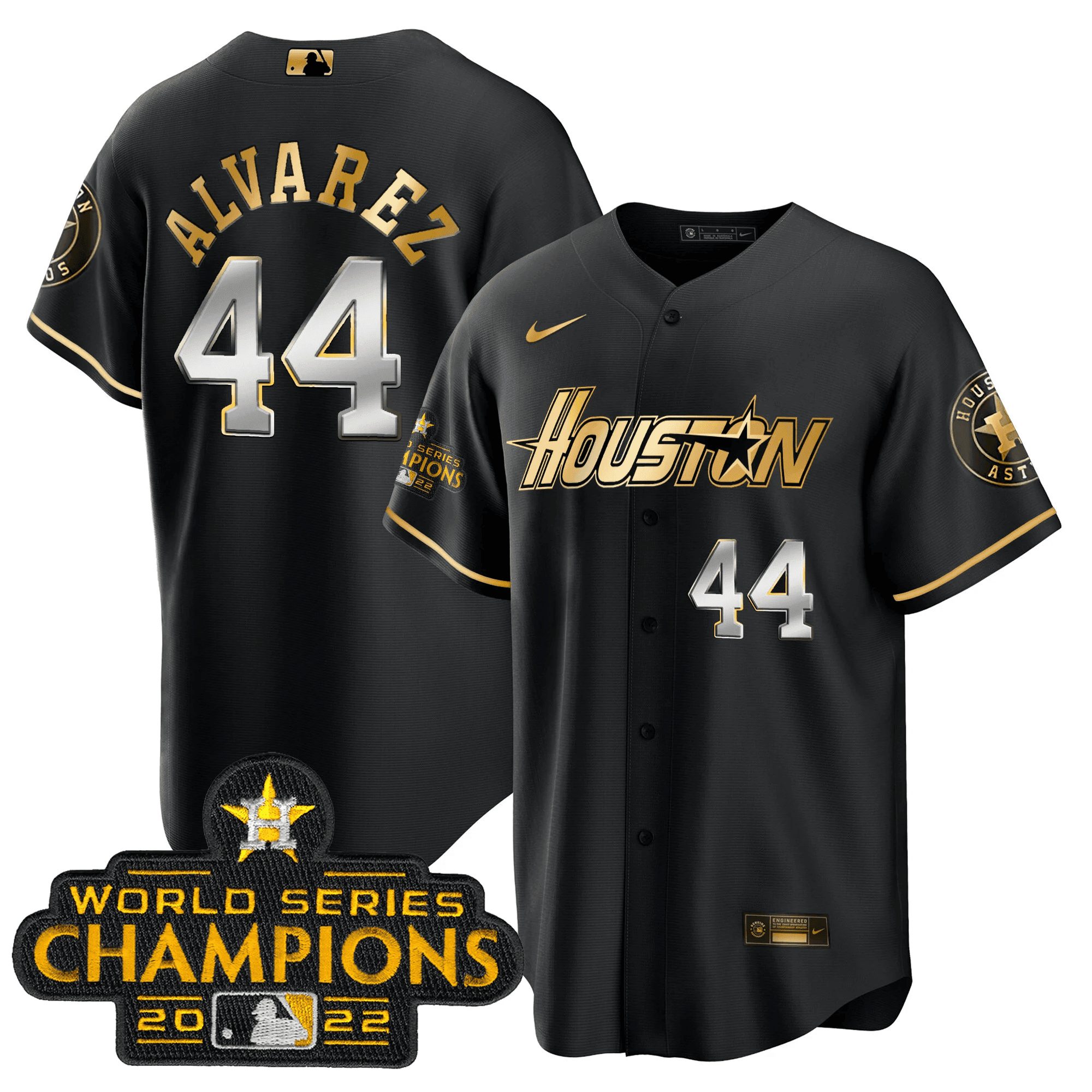 Men’s Houston Gray & Gold 2023 Champions Patch Jersey