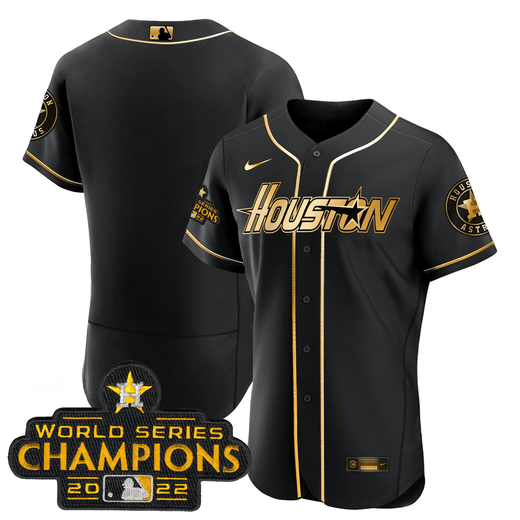 Men’s Houston Gray & Gold 2023 Champions Patch Jersey