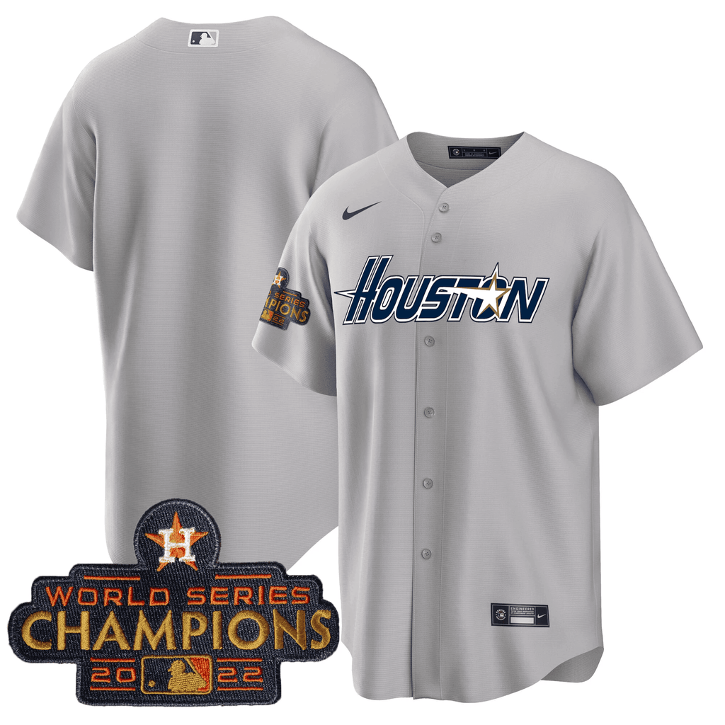 Men’s Houston Gray & Gold 2023 Champions Patch Jersey