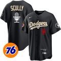 Men’s Los Angeles Vin Scully 76 Patch Gold Trim Jersey
