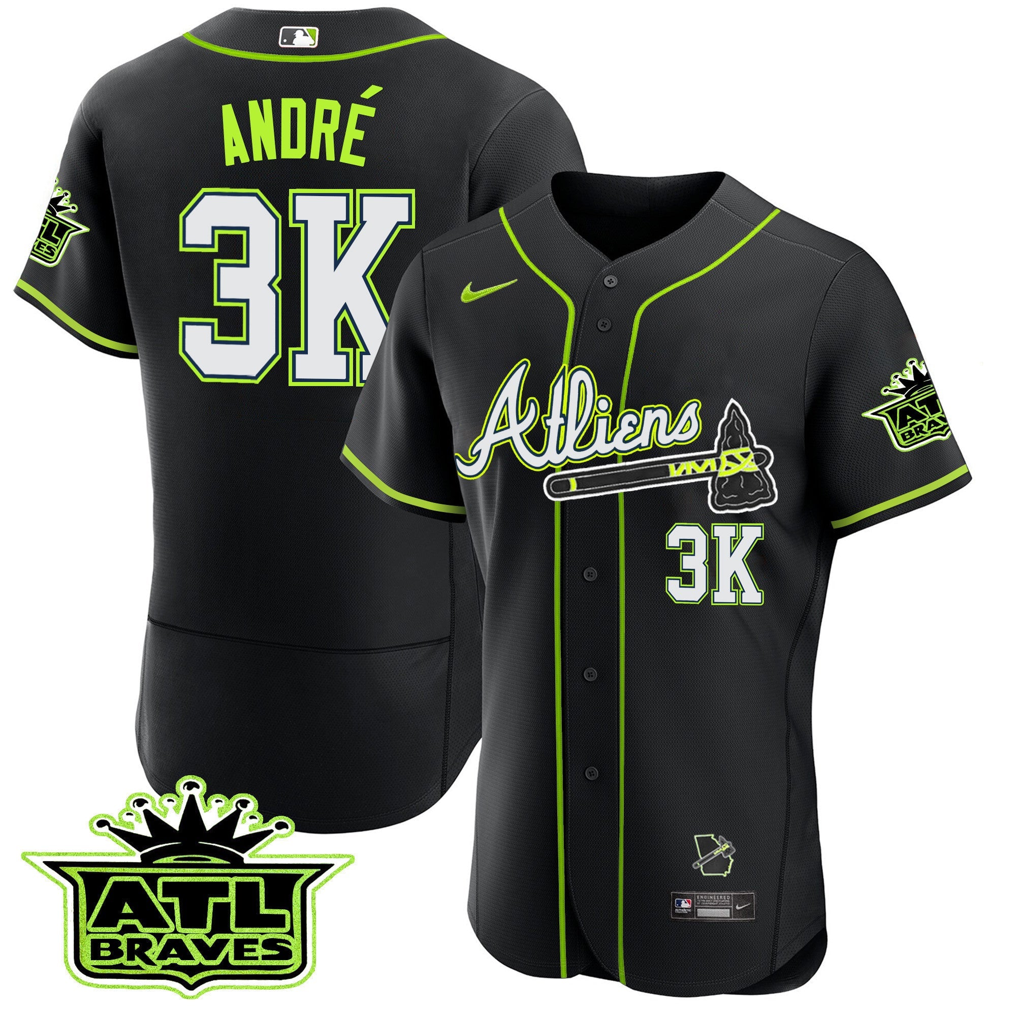 Men’s Atlanta Atliens ATL Patch Flex Base Jersey