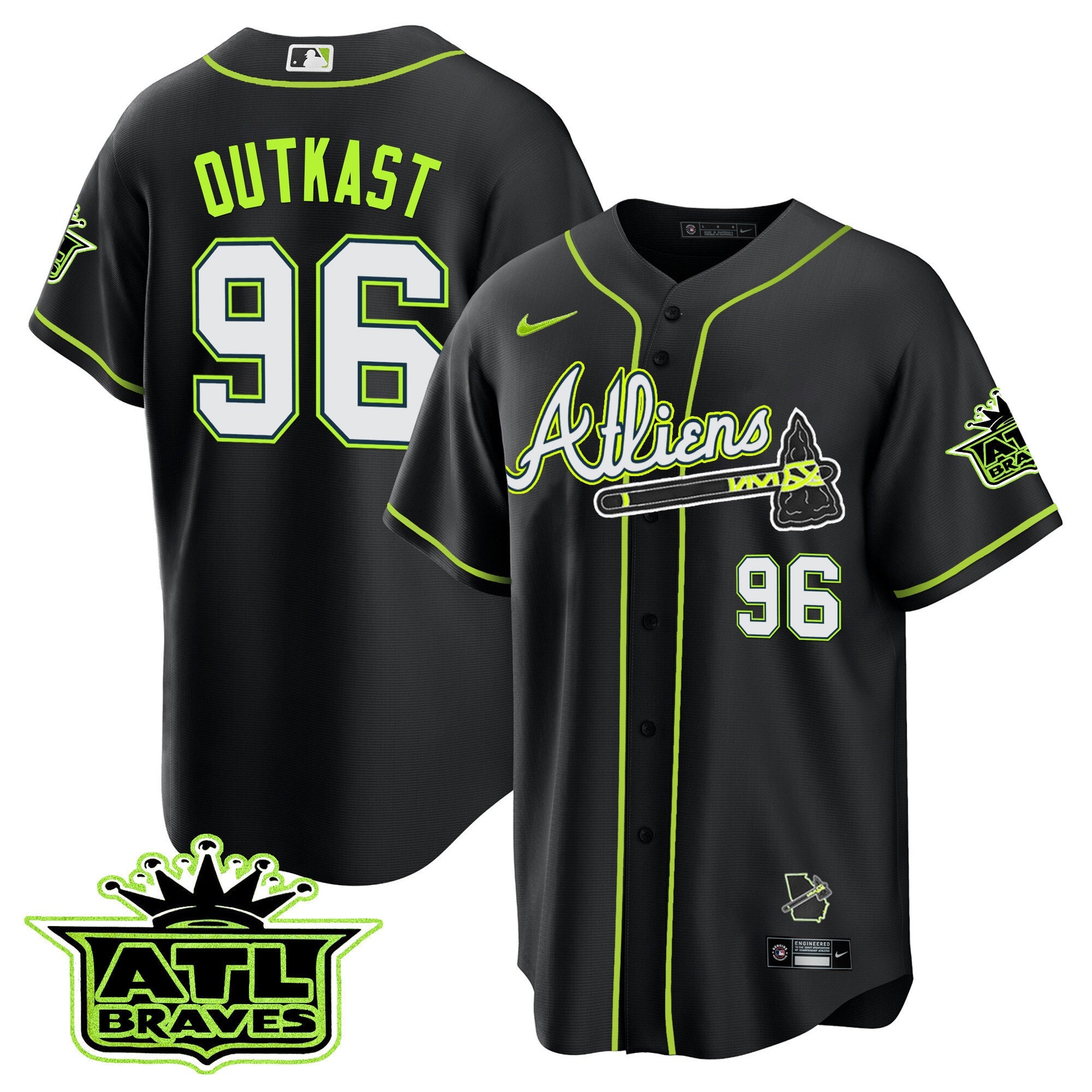 Men’s Atlanta Atliens ATL Patch Cool Base Jersey