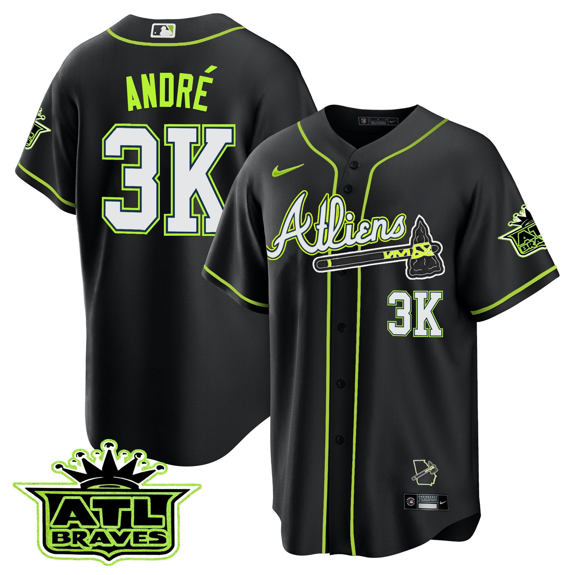 Men’s Atlanta Atliens ATL Patch Cool Base Jersey