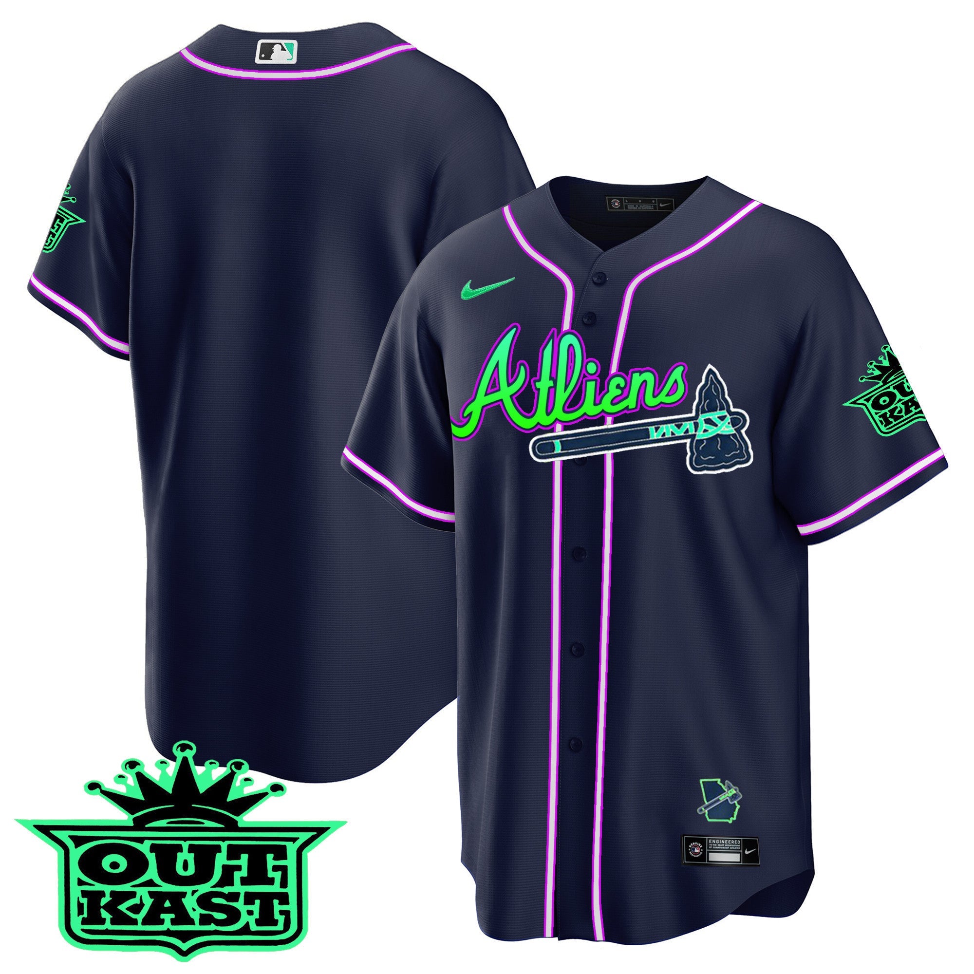 Men’s Atlanta Atliens Cool Base Jersey – Galaxy Version – Stitched