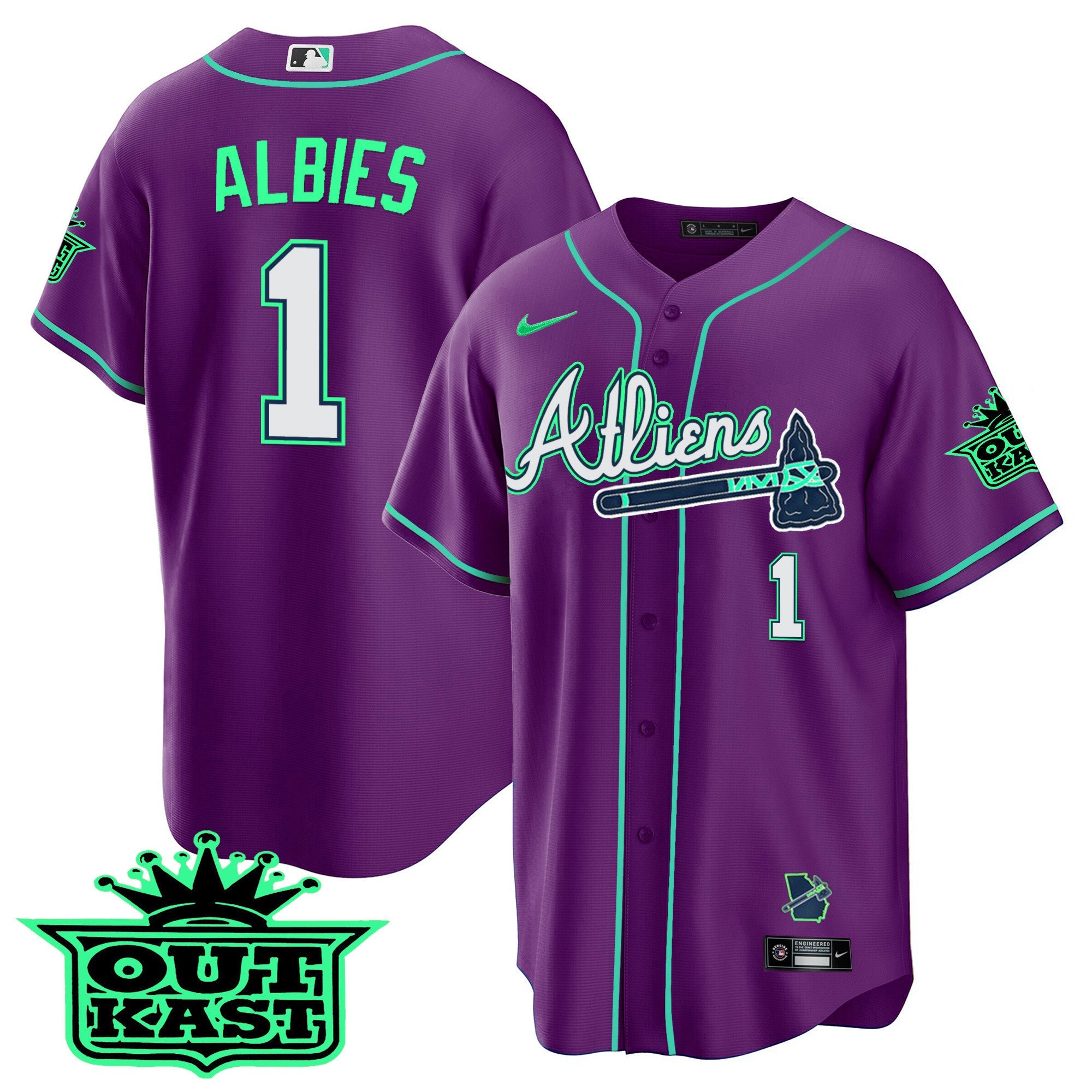 Men’s Atlanta Atliens Cool Base Jersey – Galaxy Version – Stitched
