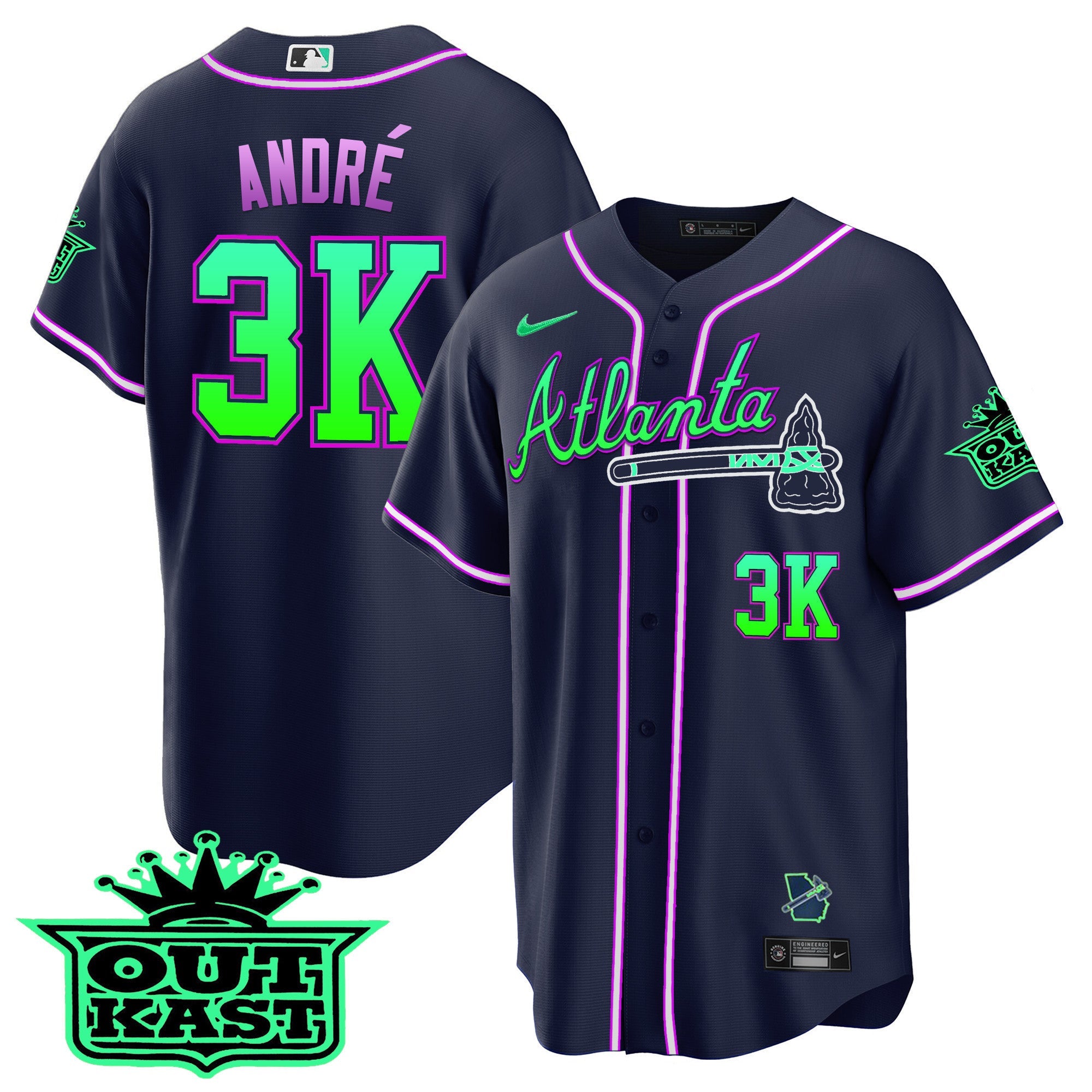 Men’s Atlanta Outkast Cool Base Jersey V3 – Galaxy Version – Stitched