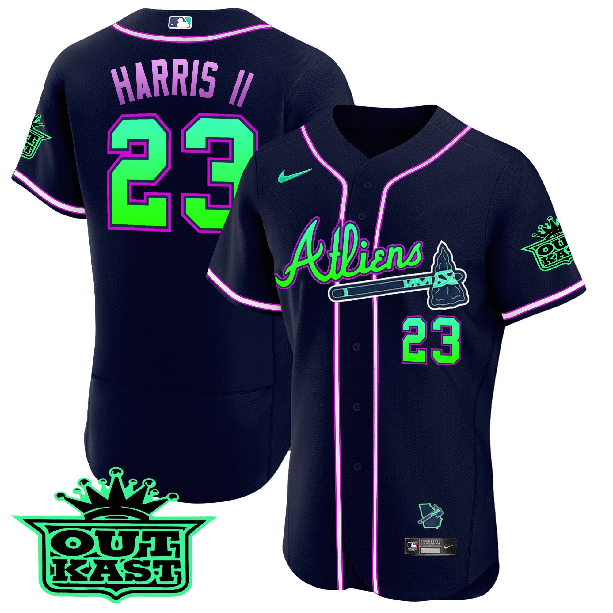 Men’s Atlanta Atliens Flex Base Jersey – Galaxy Version – Stitched