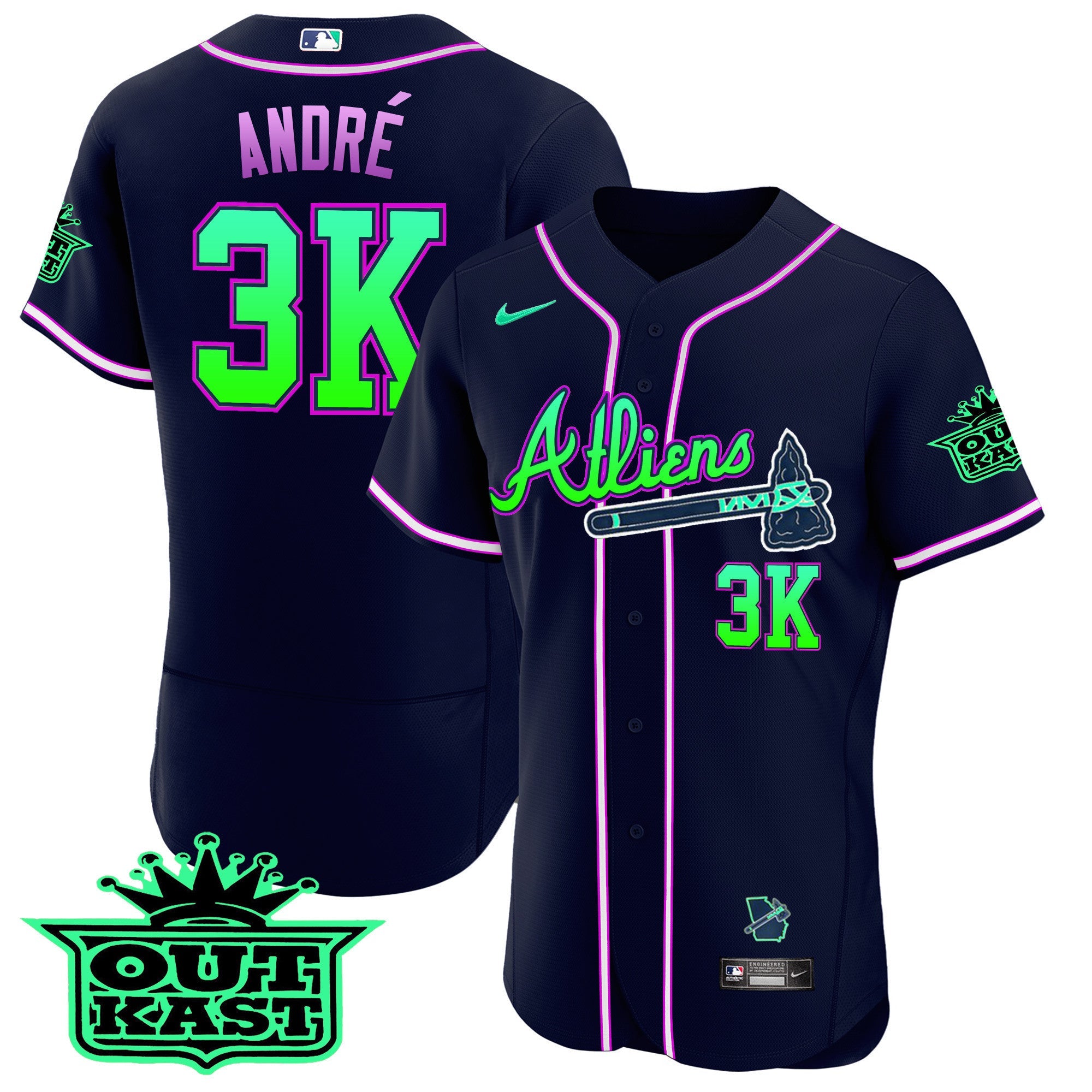 Men’s Atlanta Atliens Flex Base Jersey – Galaxy Version – Stitched