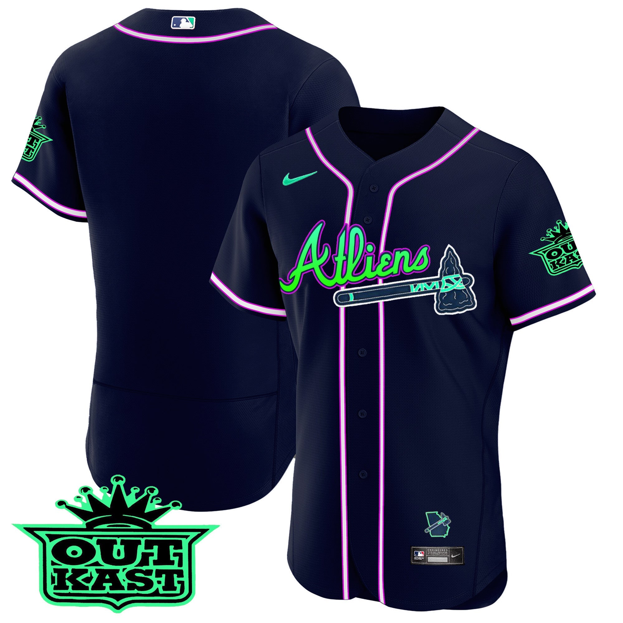 Men’s Atlanta Atliens Flex Base Jersey – Galaxy Version – Stitched