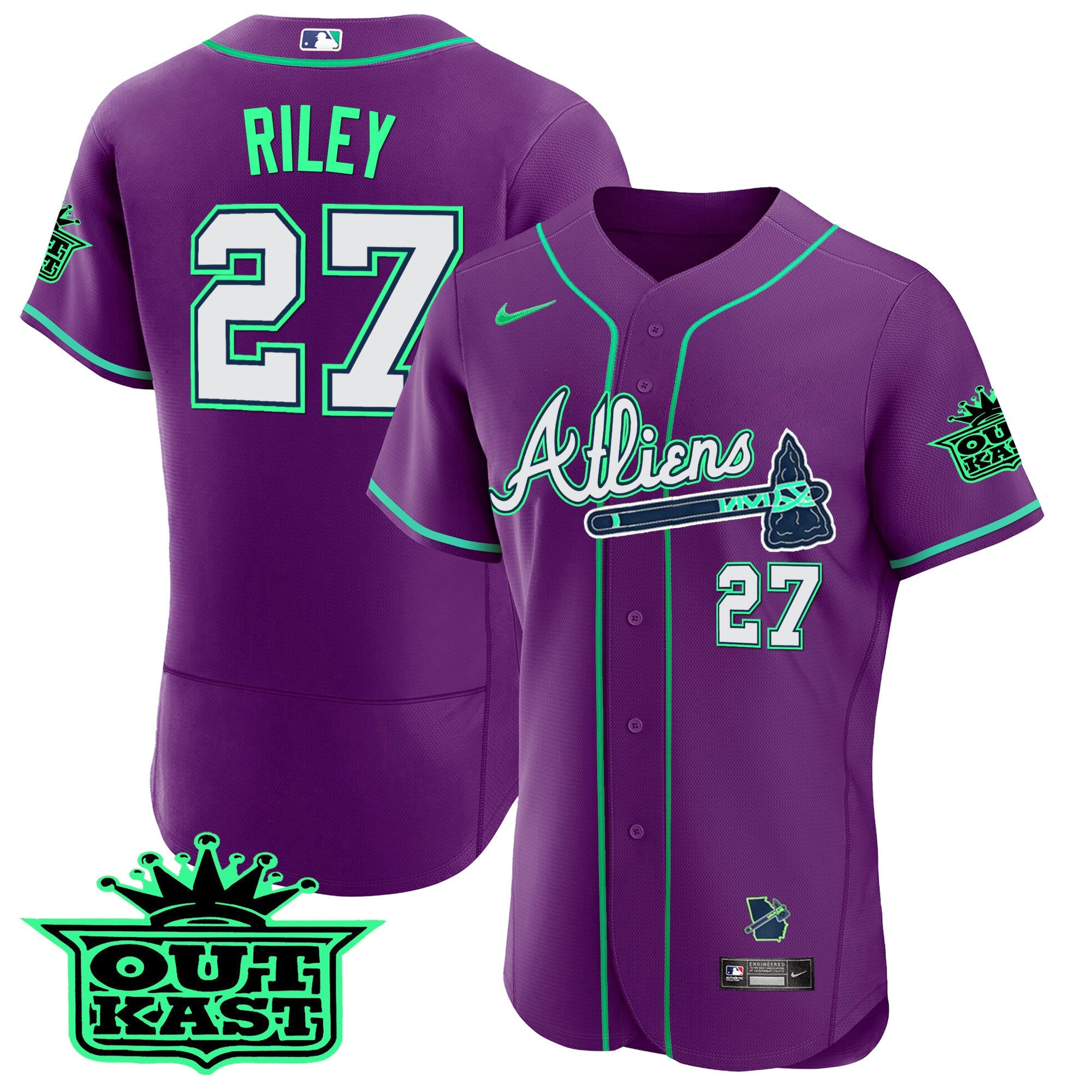 Men’s Atlanta Atliens Flex Base Jersey – Galaxy Version – Stitched