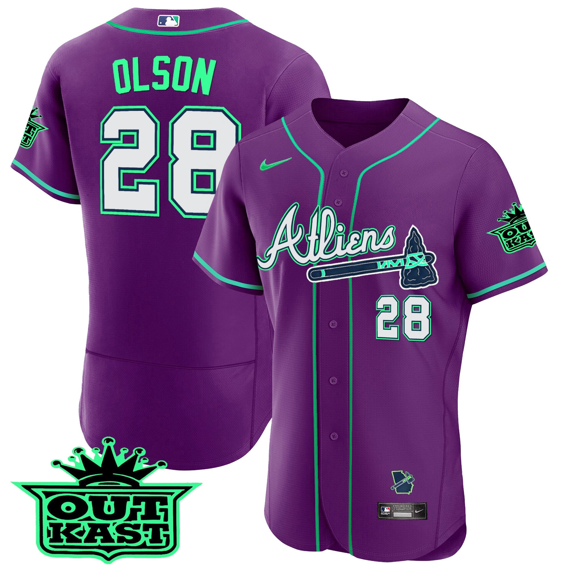 Men’s Atlanta Atliens Flex Base Jersey – Galaxy Version – Stitched