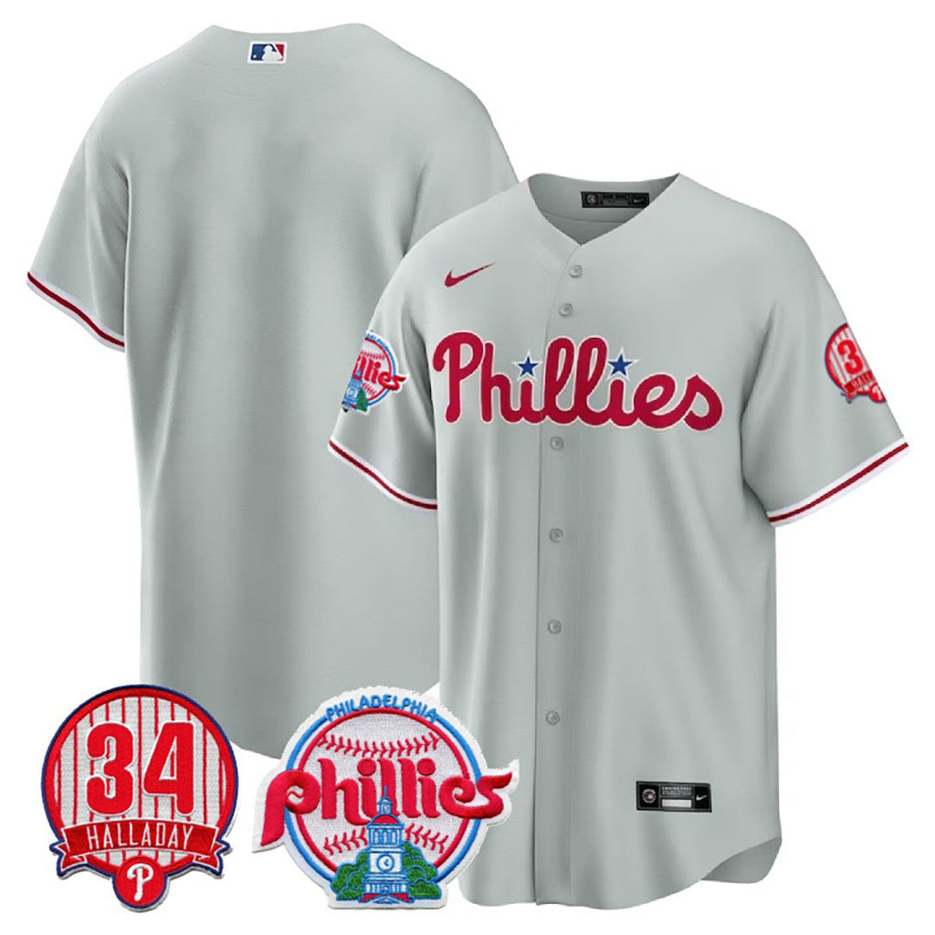 Men’s Philadelphia Roy Halladay Patch #34 Cool Base Jersey