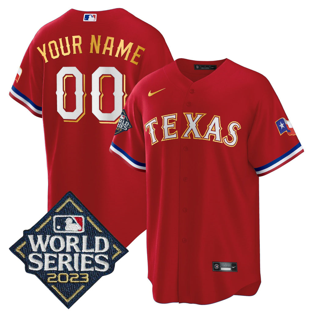 Texas 2023 World Series Cool Base Gold Trim Custom Jersey