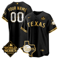 Texas 2023 World Series & Texas State Patch Gold Custom Jersey