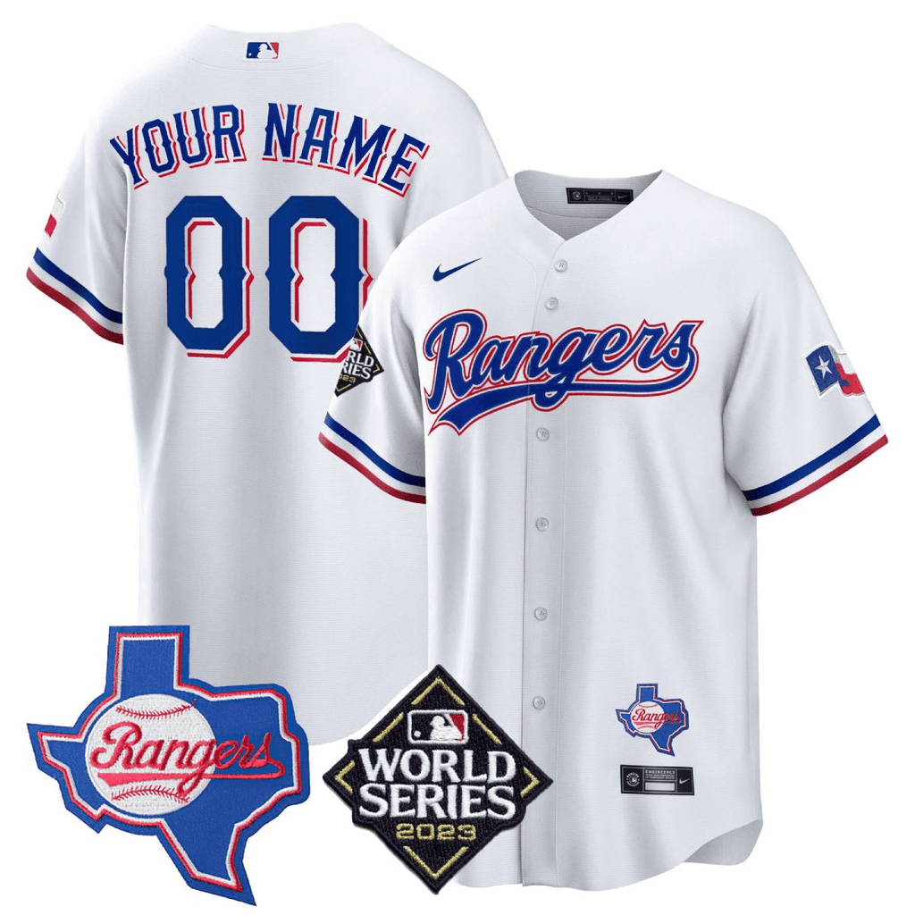 Texas 2023 World Series & Texas State Patch Gold Custom Jersey V2