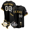 Texas 2023 World Series & Texas State Patch Gold Custom Jersey V2