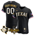 Texas 2023 World Series Champions Patch Flex Base Gold Trim Custom Jersey