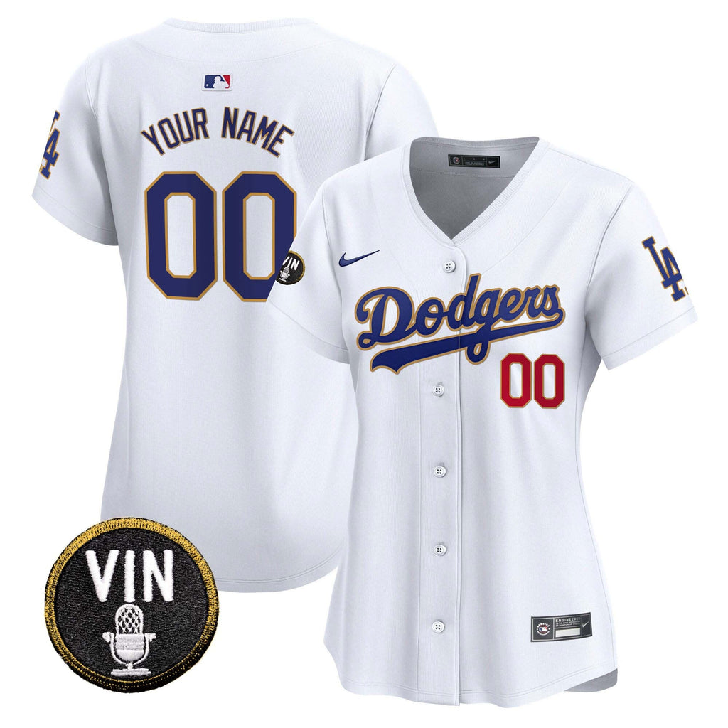 Vin Scully Patch Gold Trim Vapor Premier Limited Custom Jersey