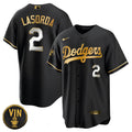 Men’s Tommy Lasorda Black Limited Vin Scully Patch Jersey