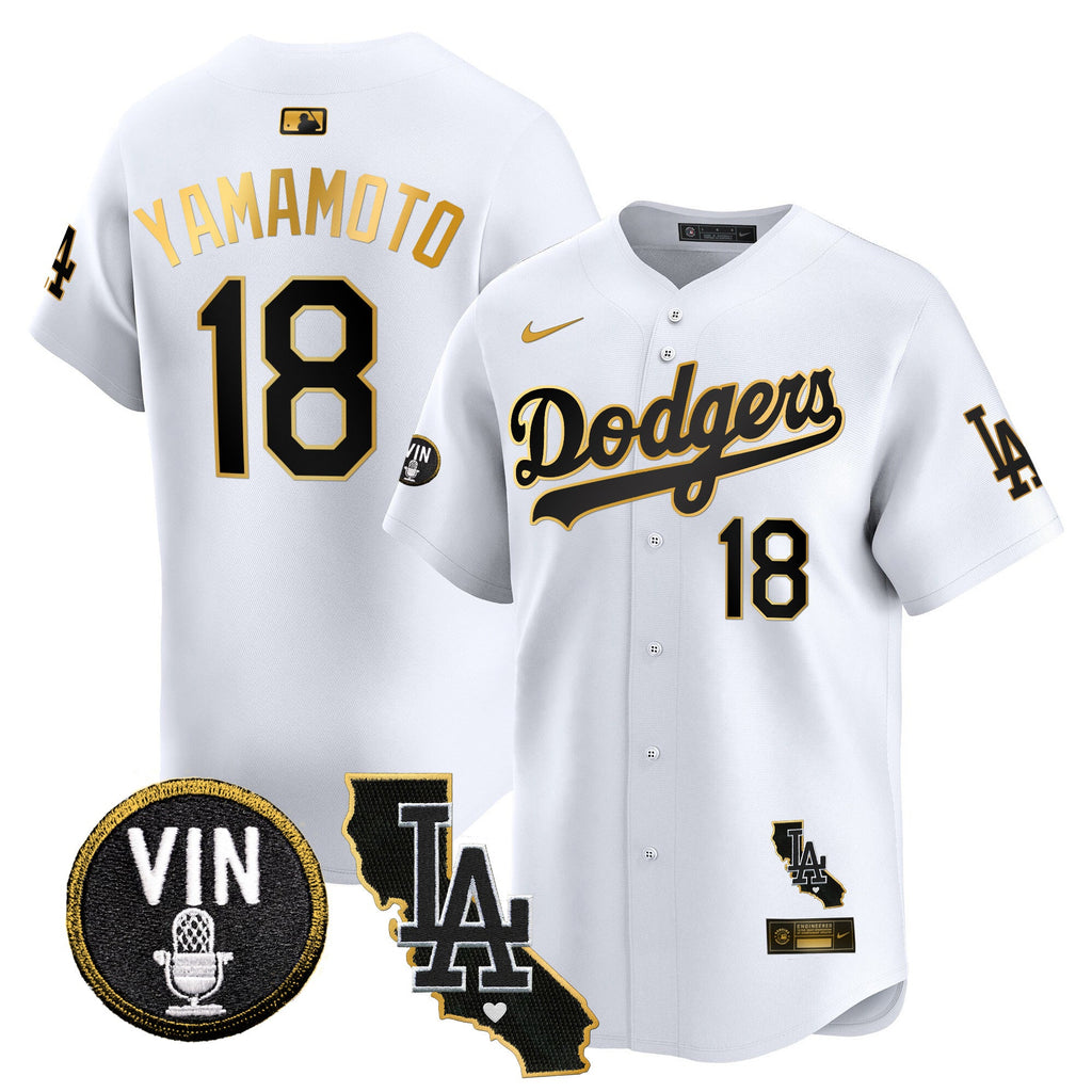 Men’s Vin & California Patch Gold Trim Vapor Premier Limited Jersey