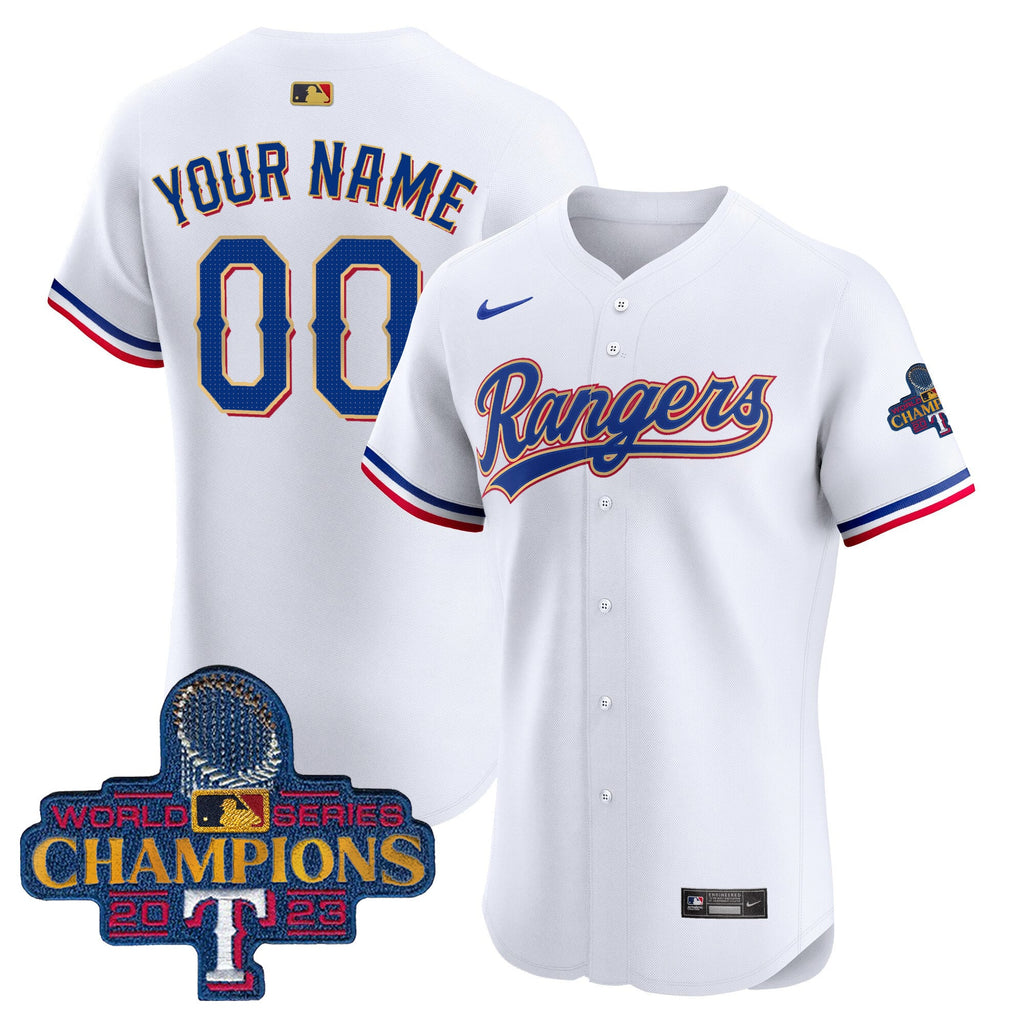 Texas 2023 World Series Champions Gold Trim Vapor Premier Elite Custom Jersey