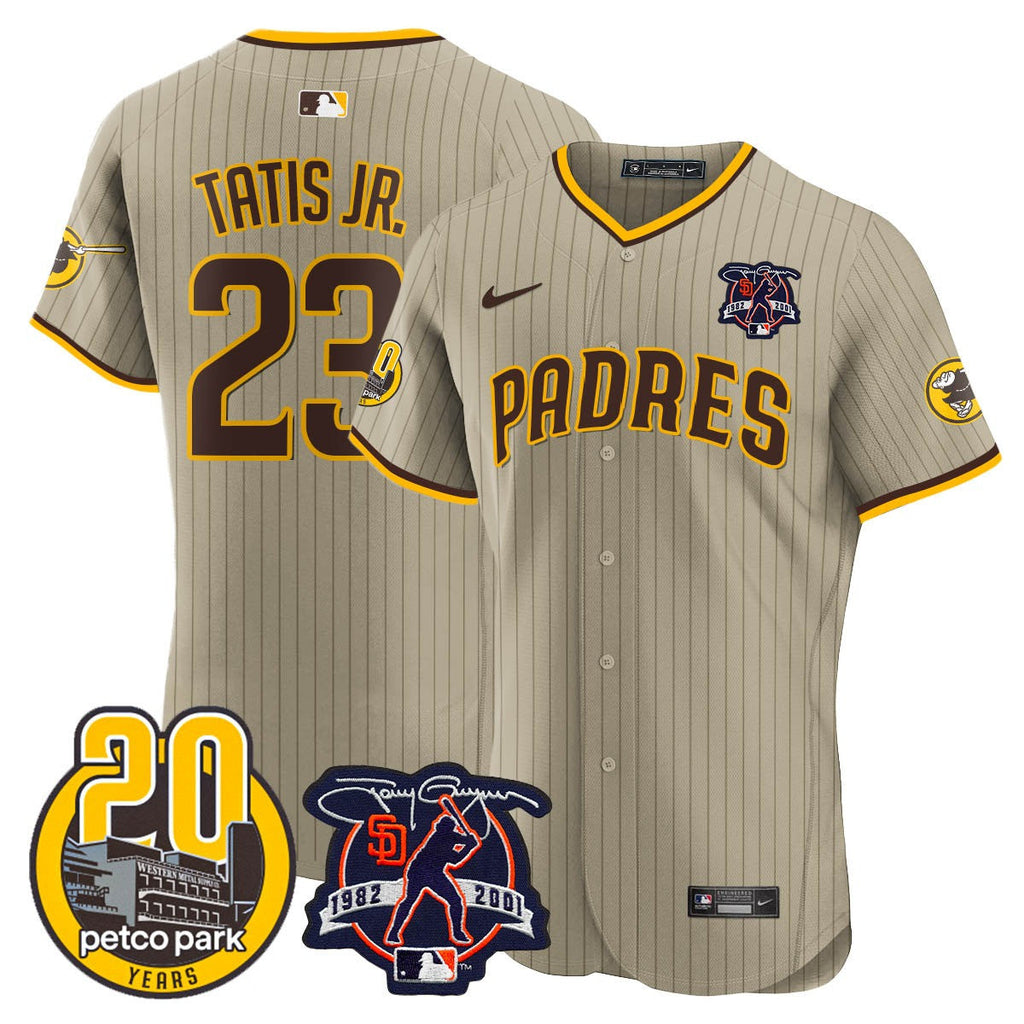 Men’s Tony Gwynn & Petco Park 20th Patch Vapor Premier Elite Jersey