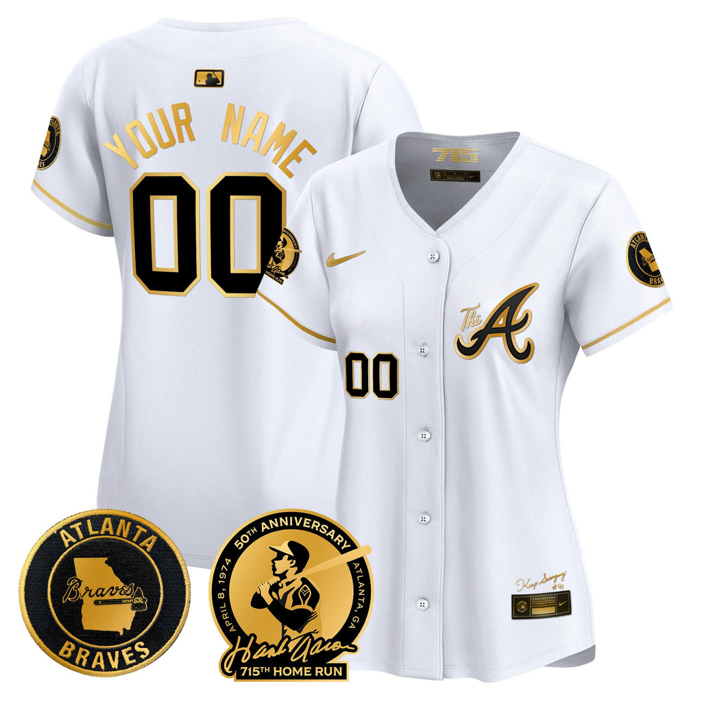 Atlanta Hank Aaron 715th Home Run Patch Vapor Premier Limited Custom Jersey V2