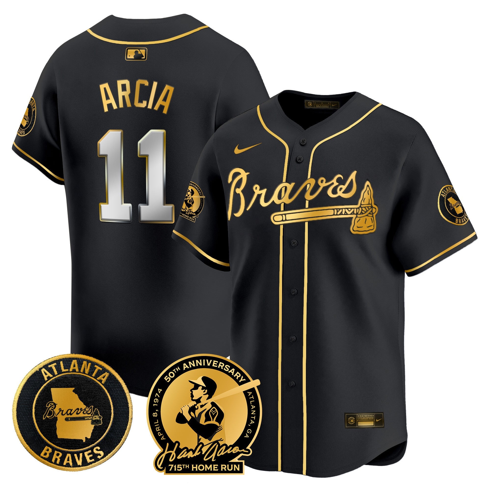 Men’s Atlanta Hank Aaron 715th Home Run Patch Vapor Premier Limited Jersey