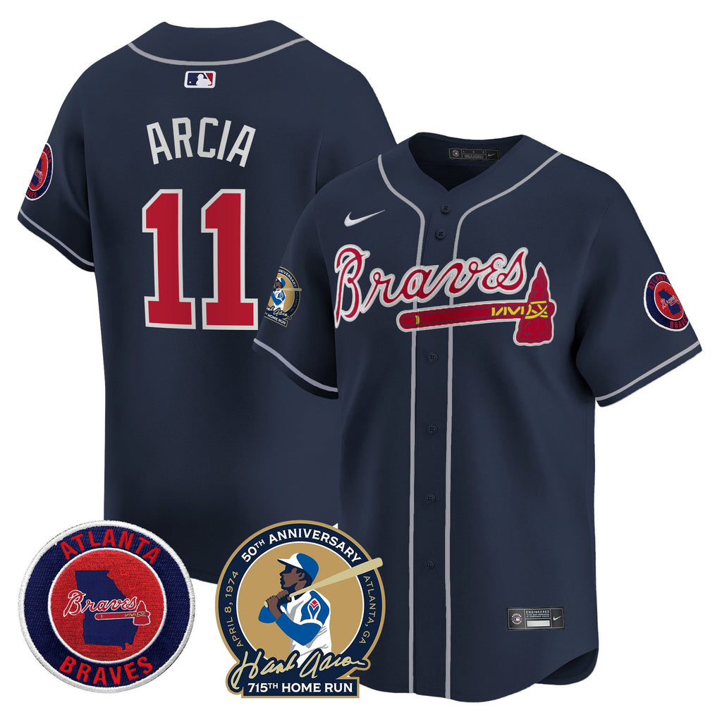 Men’s Atlanta Hank Aaron 715th Home Run Patch Vapor Premier Limited Jersey