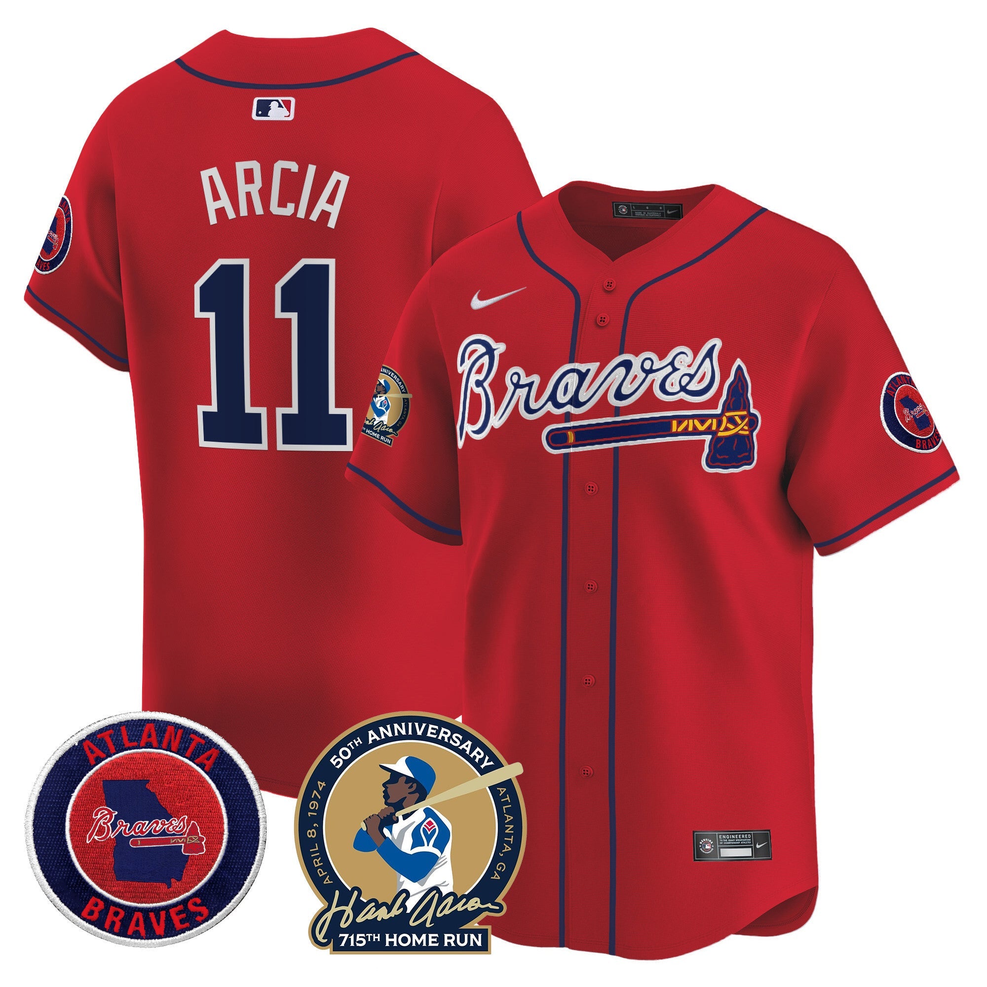 Men’s Atlanta Hank Aaron 715th Home Run Patch Vapor Premier Limited Jersey