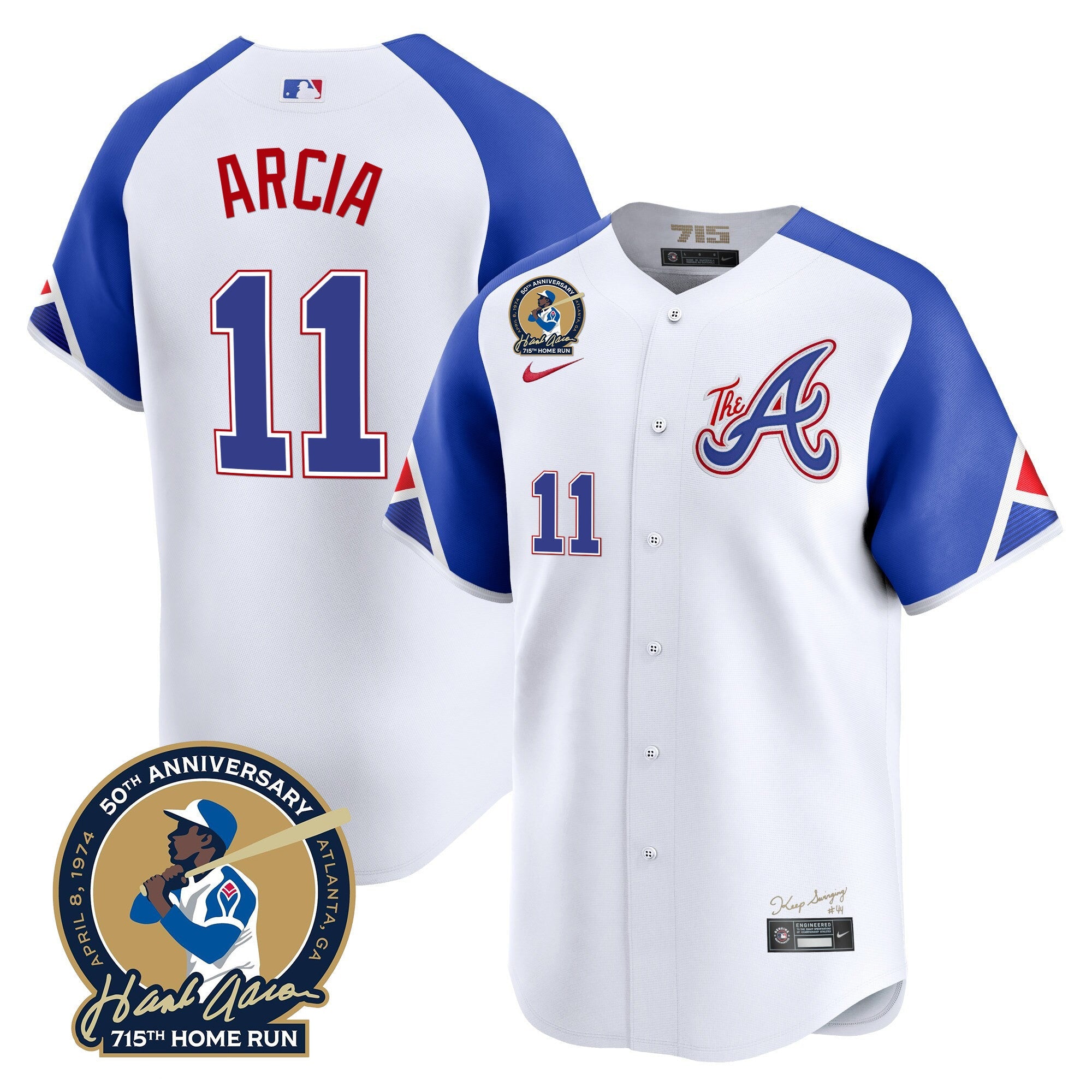 Men’s Atlanta Hank Aaron 715th Home Run Patch Vapor Premier Limited Jersey