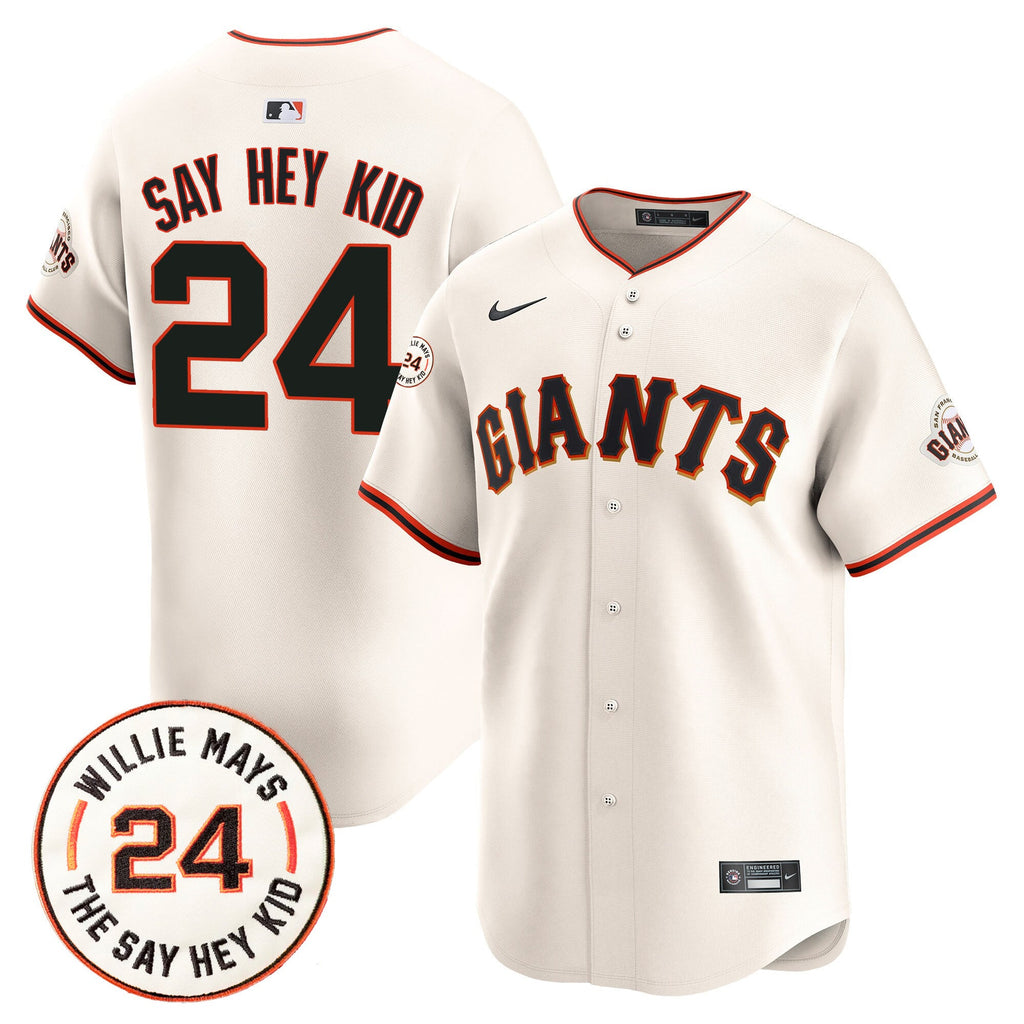 Men’s San Francisco 2024 Willie Mays Patch Vapor Premier Limited Jersey V6