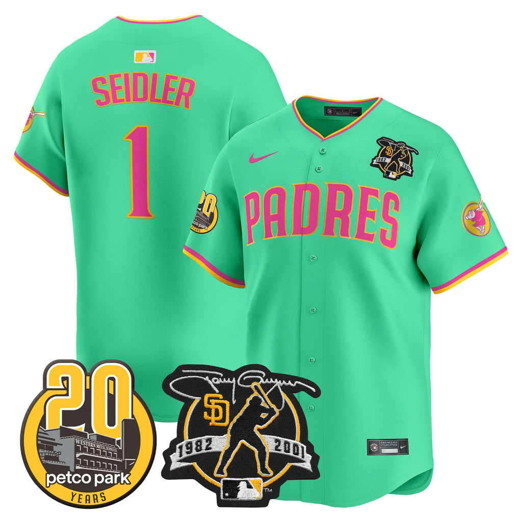 Men’s Tony Gwynn & Petco Park 20th Patch Vapor Premier Limited Jersey V2
