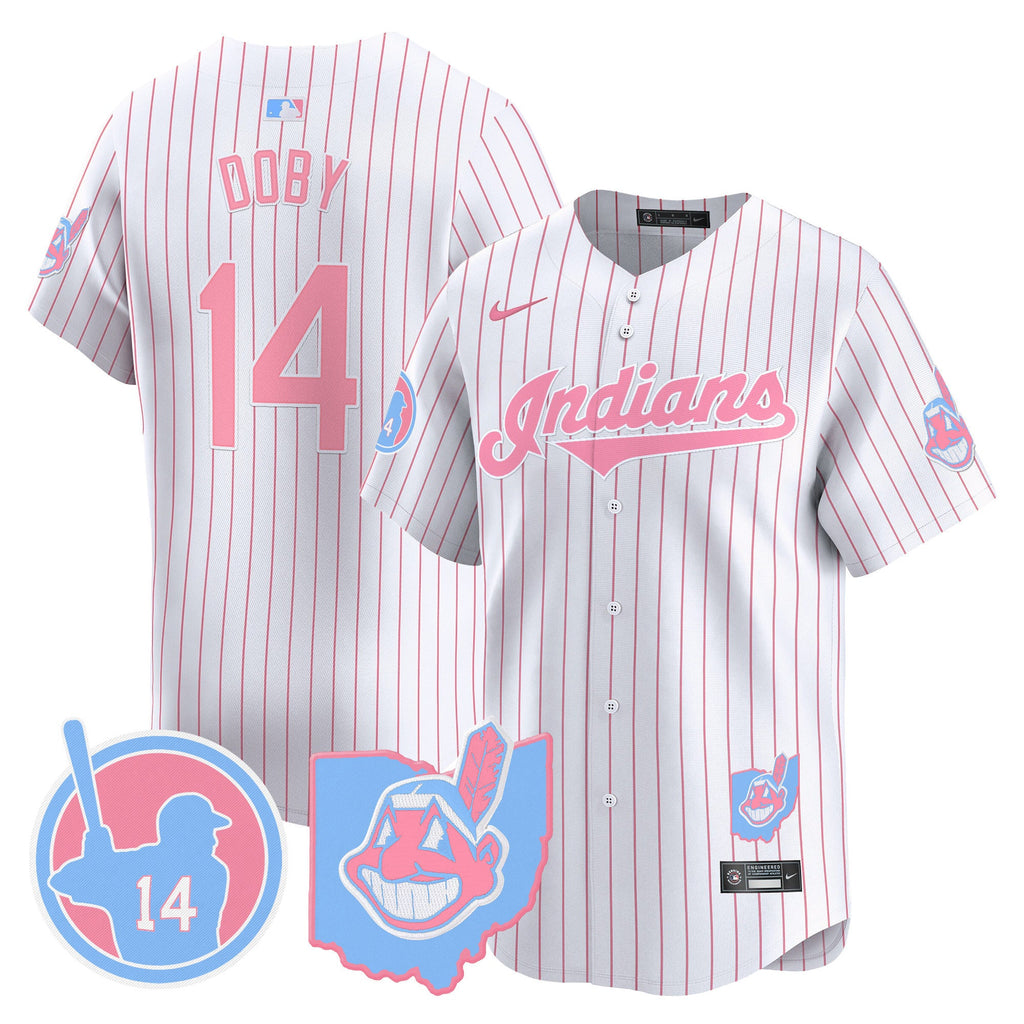 Unisex Cleveland Indians Larry Doby Bubblegum Pink Vapor Premier Limited Jersey