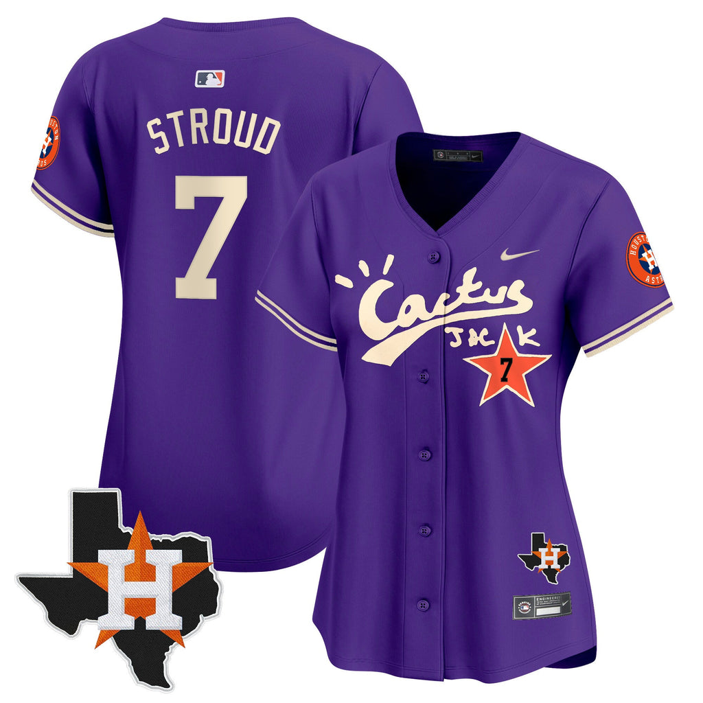 Women’s Houston Cactus Jack Patch Vapor Premier Limited Jersey V11 – Stitched