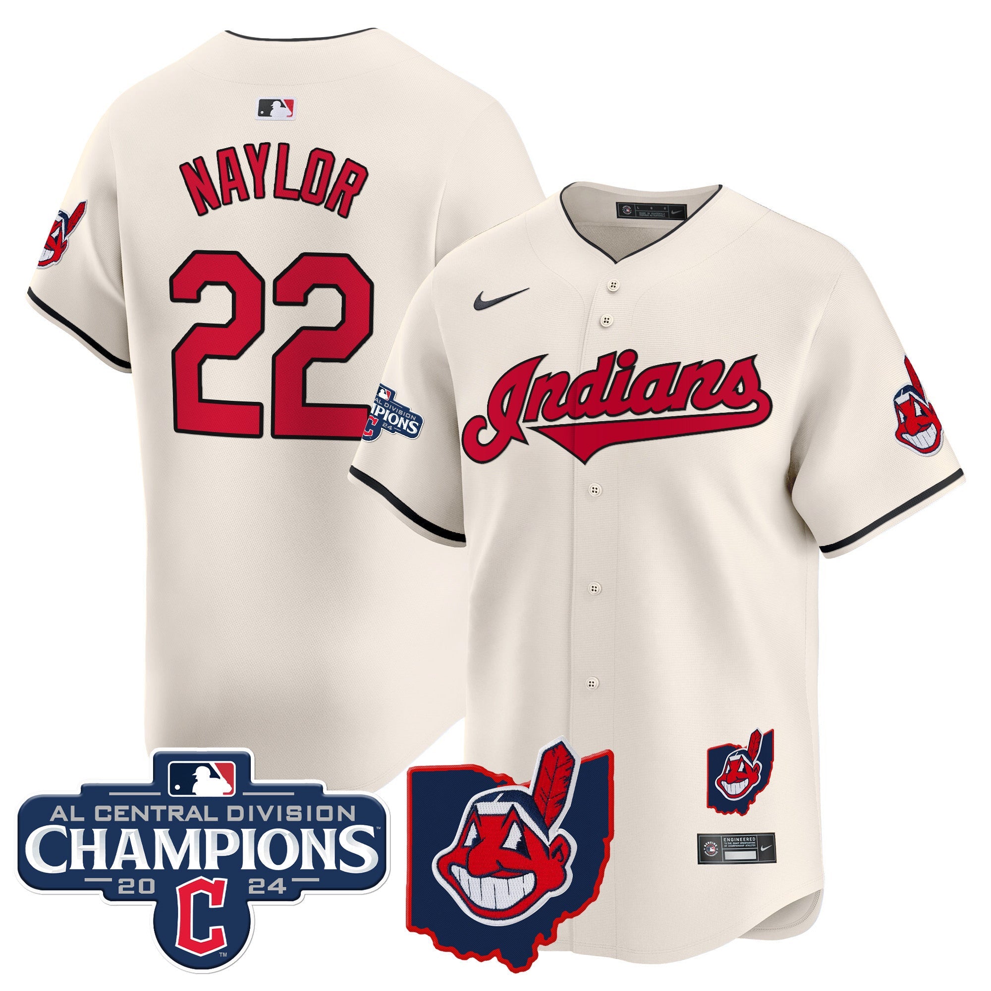 Men’s Cleveland Indians 2024 AL Central Division Champions Vapor Premier Limited Jersey