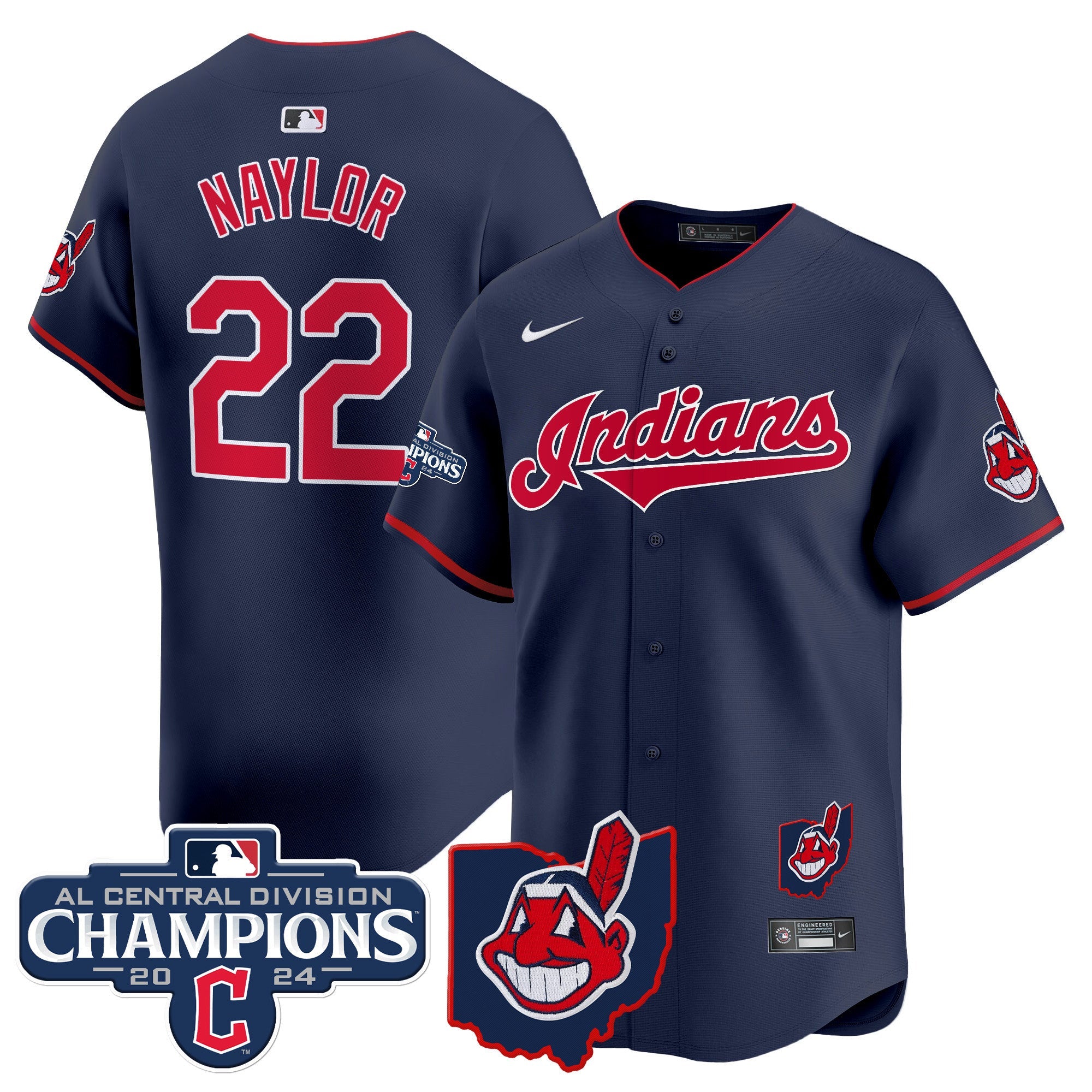 Men’s Cleveland Indians 2024 AL Central Division Champions Vapor Premier Limited Jersey